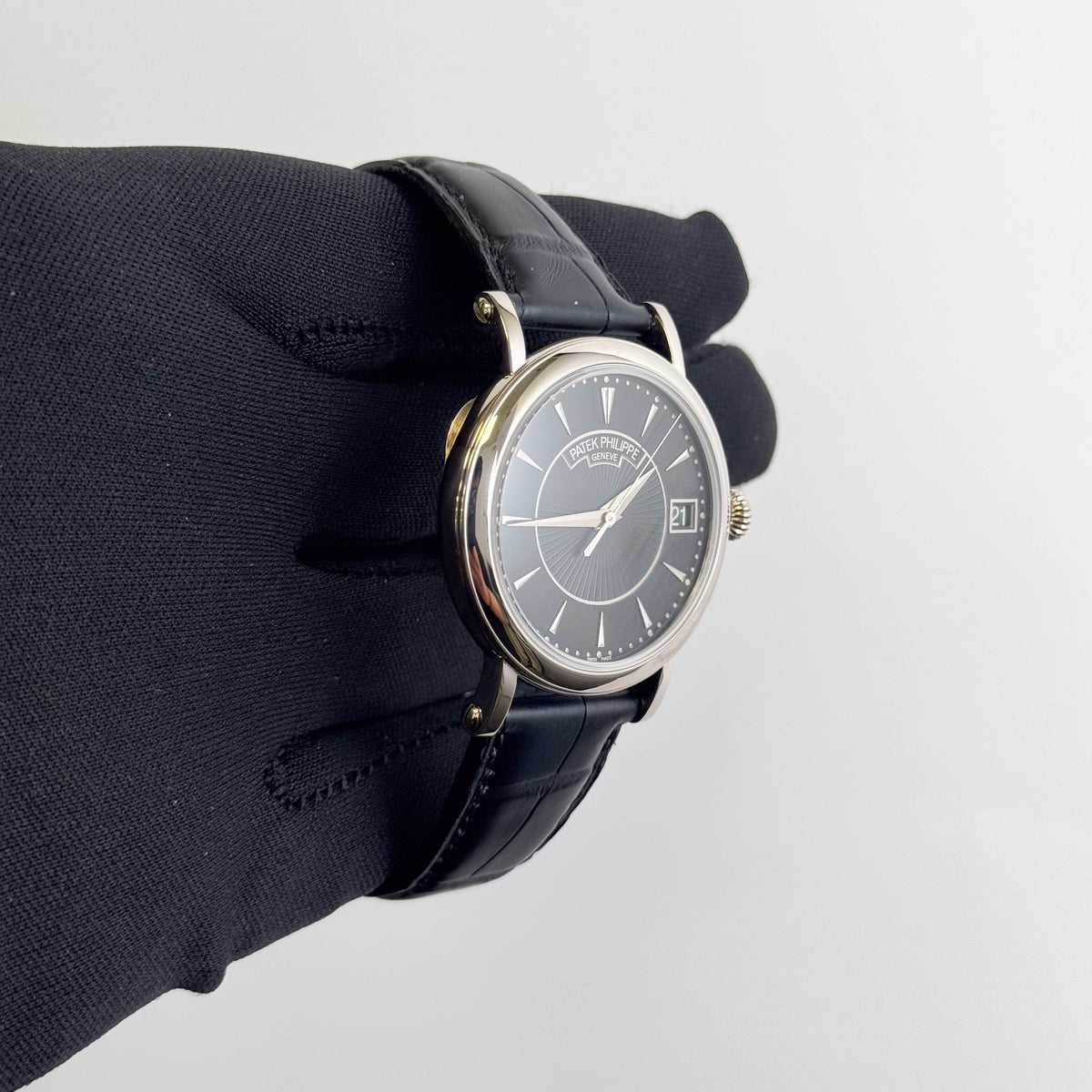 Patek Philippe Calatrava 38mm Black Dial Watch Ref# 5153G-001