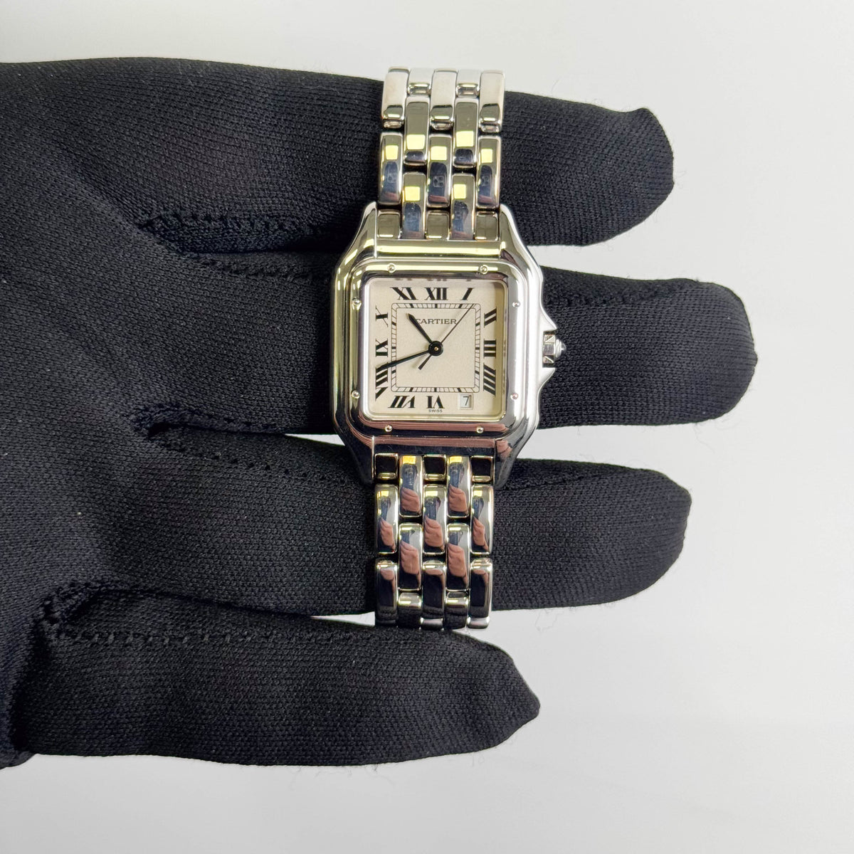 Cartier Panthere White Gold 27mm x 36mm Ivory Roman Dial Watch Ref# 3839