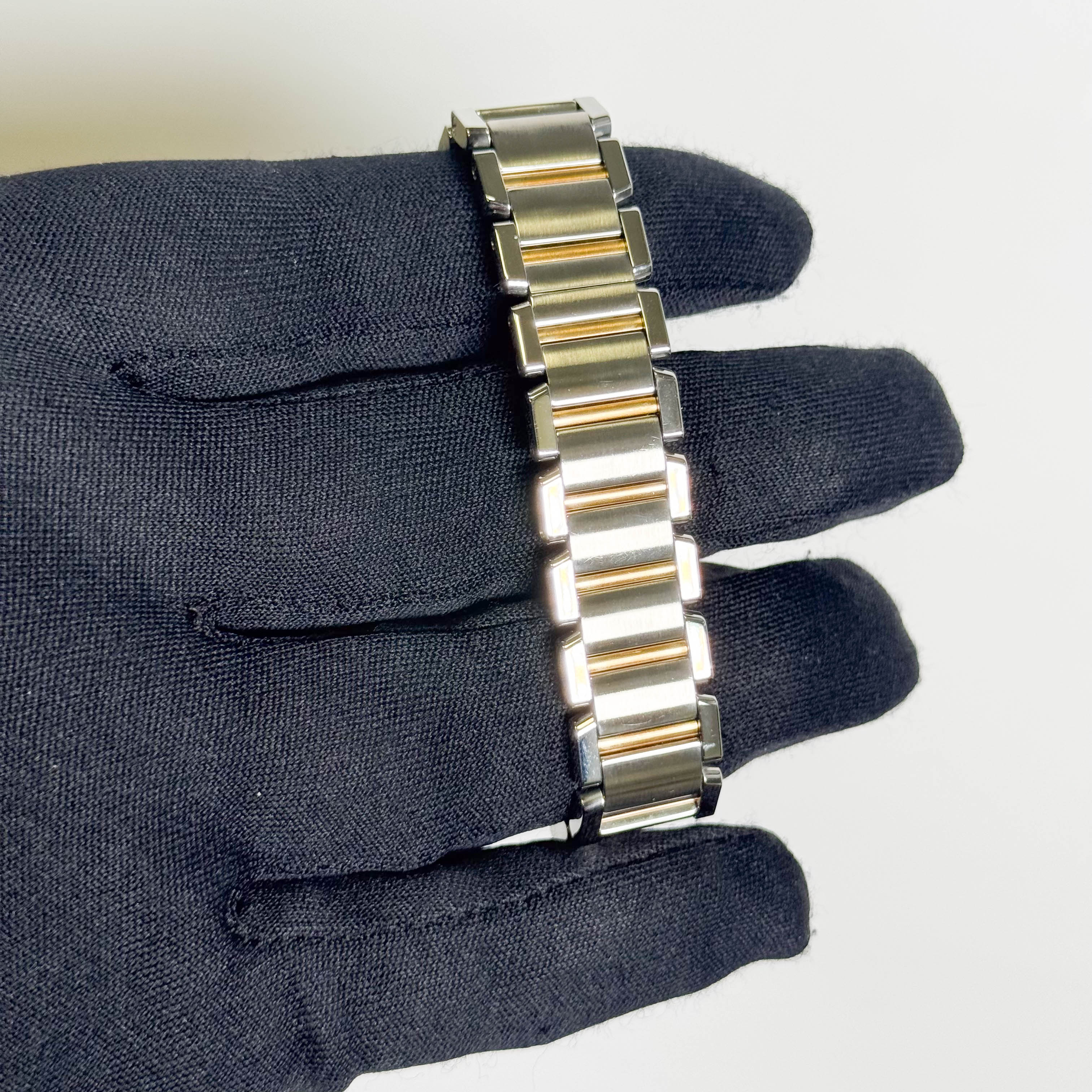 Cartier Tank Two-Tone Yellow Gold & Steel 25x20mm White Dial Watch Ref# W51007Q4 - Happy Jewelers Fine Jewelry Lifetime Warranty