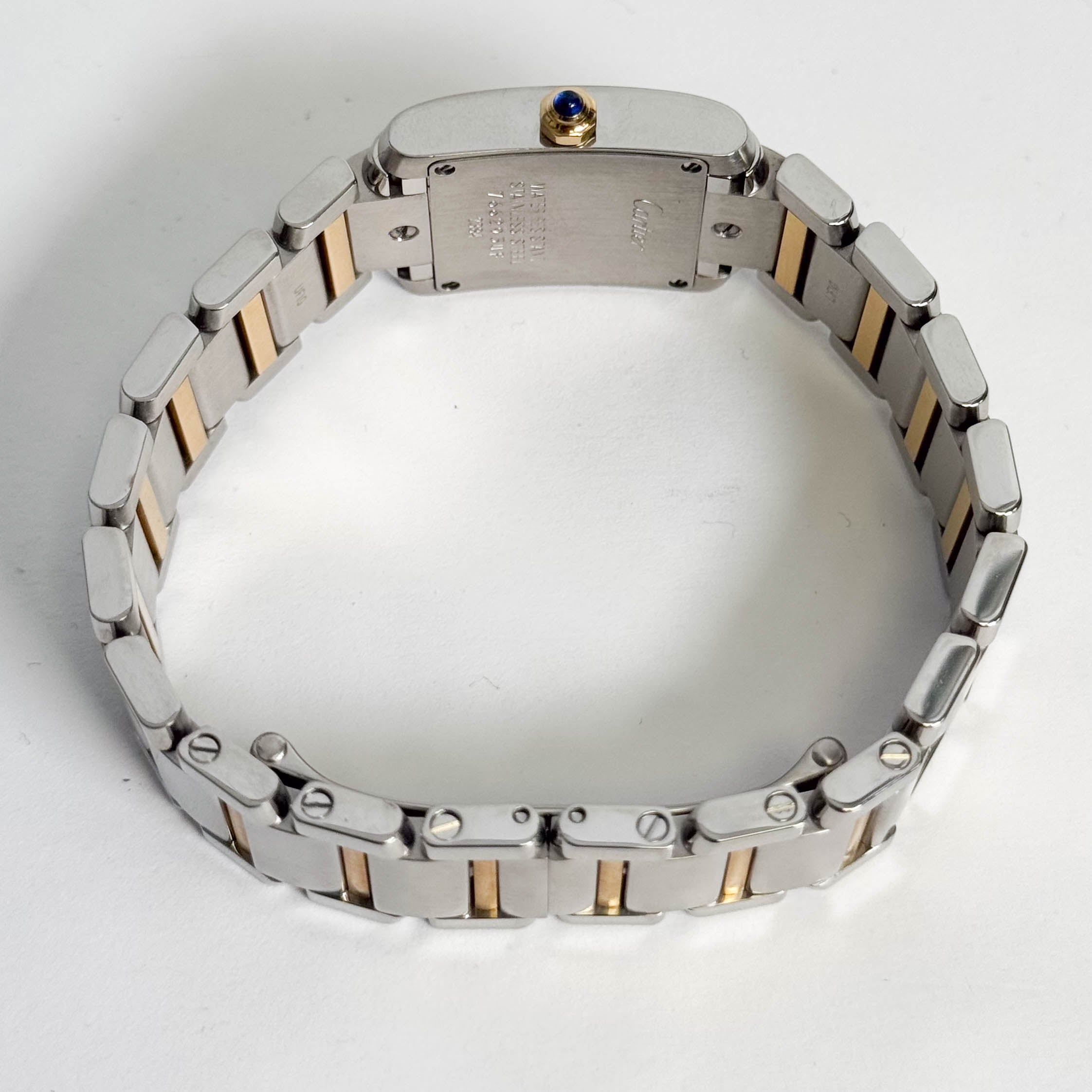 Cartier Tank Two-Tone Yellow Gold & Steel 25x20mm White Dial Watch Ref# W51007Q4 - Happy Jewelers Fine Jewelry Lifetime Warranty