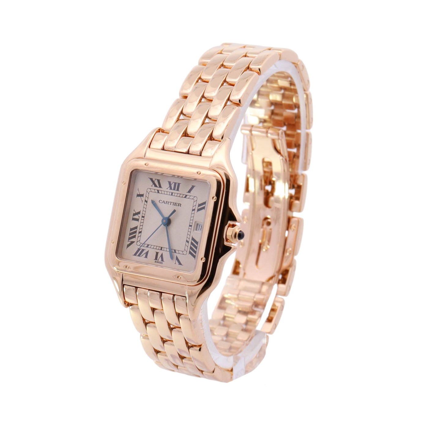 Cartier Panthere Yellow Gold 28mm Off White Roman Dial Watch Reference# 887968 - Happy Jewelers Fine Jewelry Lifetime Warranty