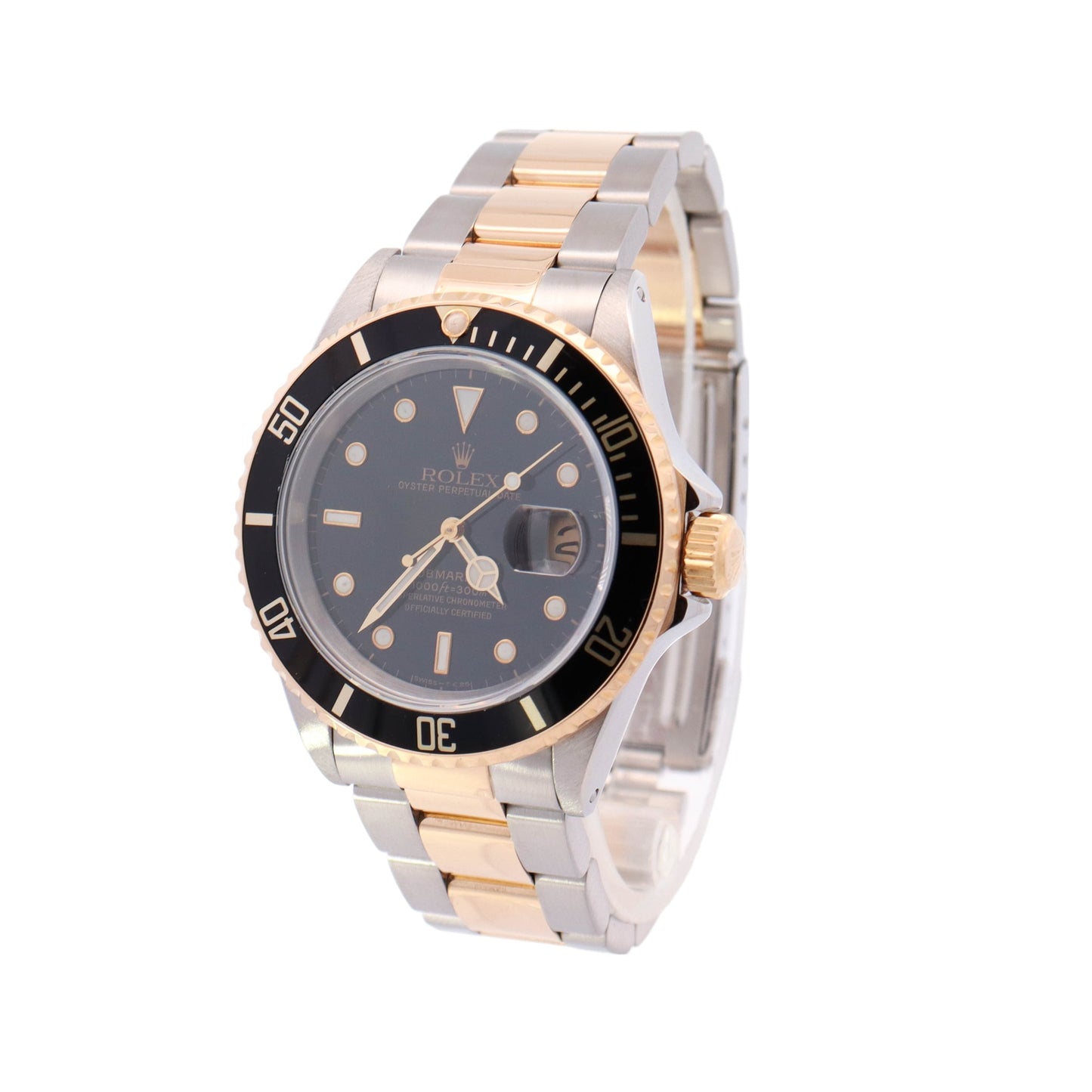 Rolex Submariner Two-Tone Stainless Steel & Yellow Gold 40mm Black Dot Dial Watch Reference# 16613 - Happy Jewelers Fine Jewelry Lifetime Warranty