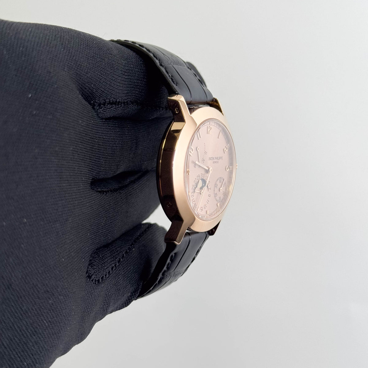 Patek Philippe Complications Rose Gold 36mm Moonphase Salmon Dial Watch Ref# 5055R-001