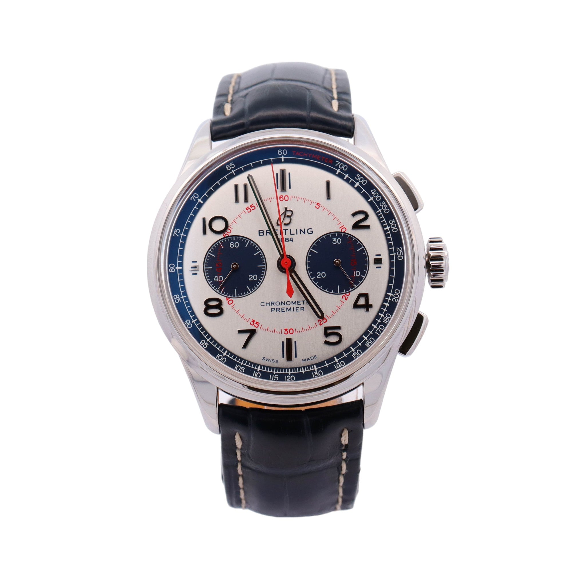 Breitling Premier Bentley Mulliner Stainless Steel 42mm Silver Chronograph Dial Watch Ref# AB0118 - Happy Jewelers Fine Jewelry Lifetime Warranty