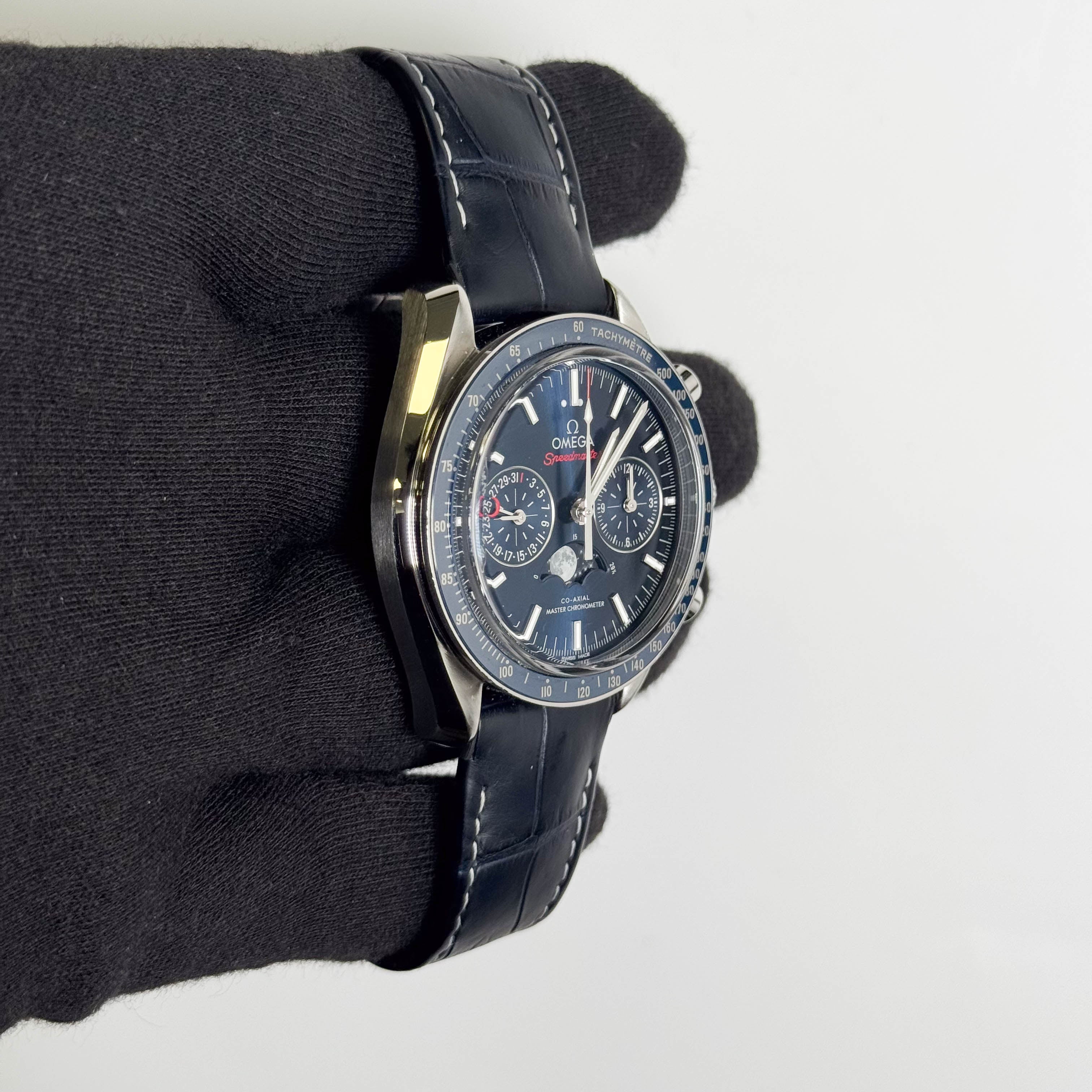 Omega Speedmaster Moonphase 44.25mm Blue Chronograph Dial Watch Ref# 304.33.44.52.03.001