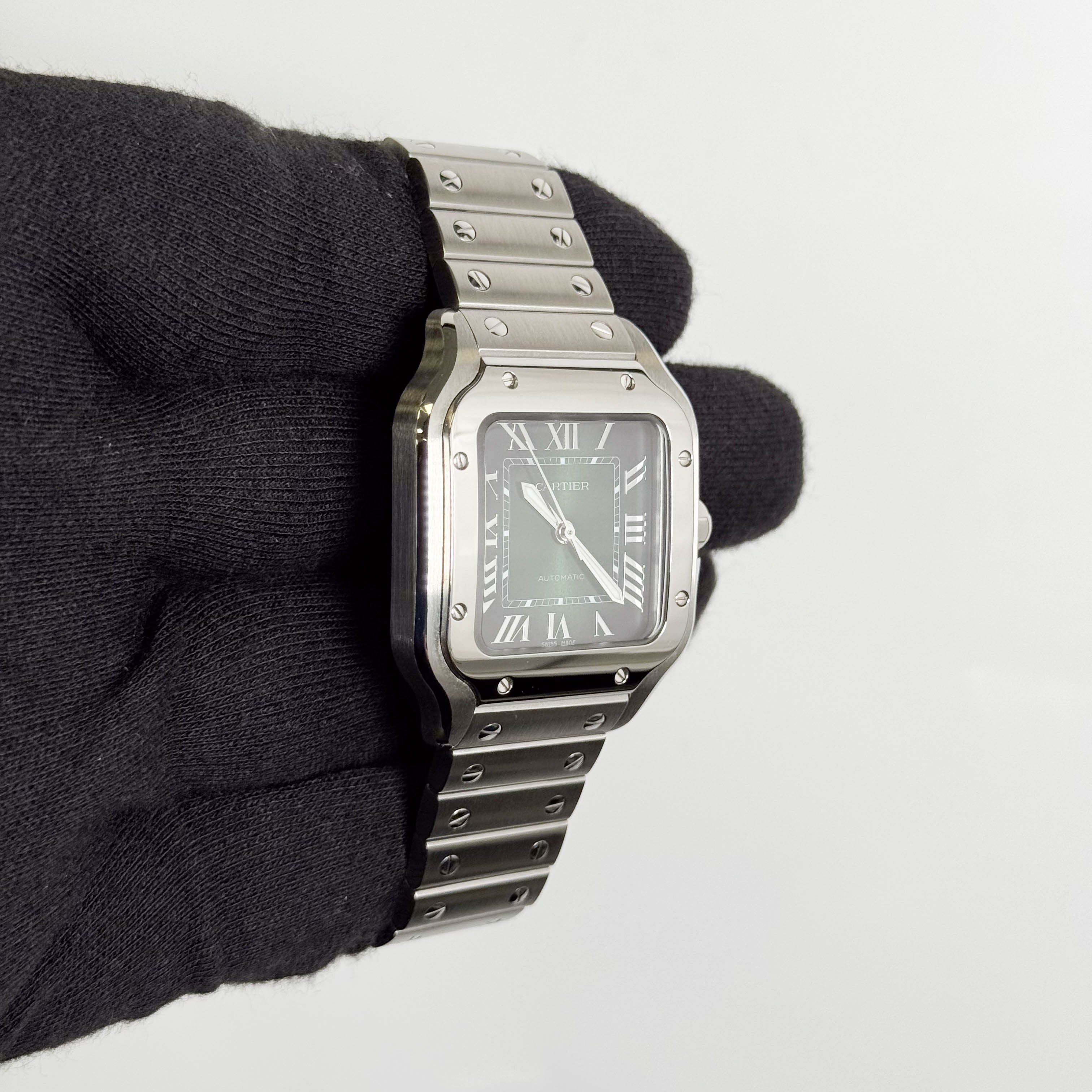 Cartier Santos De Cartier 35x42mm Green Dial Watch Ref# WSSA0061