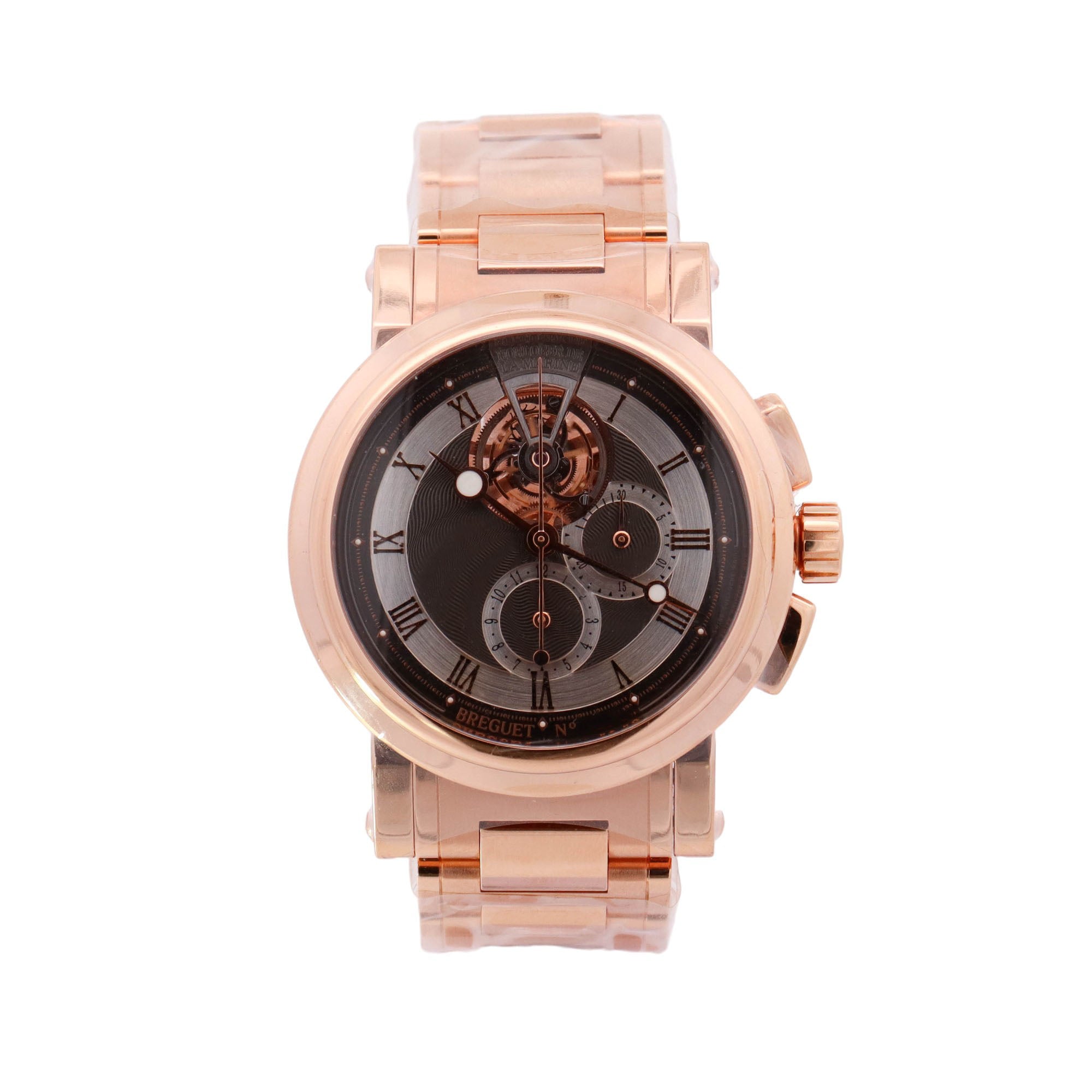 Breguet Marine Rose Gold 42mm Black/Grey Chronograph Dial Watch Reference# 5837BR92RMO - Happy Jewelers Fine Jewelry Lifetime Warranty