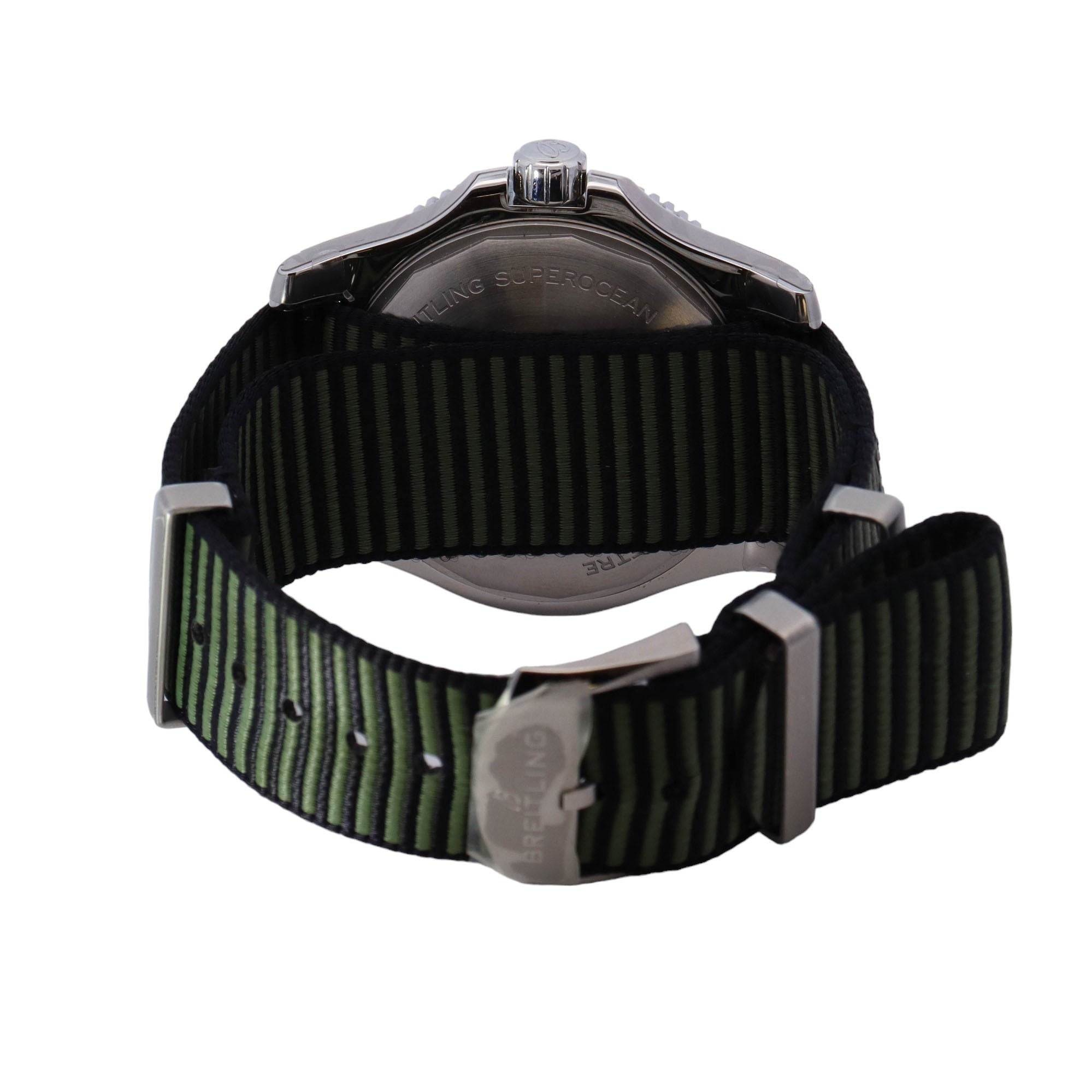 Breitling Superocean Automatic Stainless Steel 44mm Green Arabic & Stick Dial Watch Refwewnce# A17367A11L1W1 - Happy Jewelers Fine Jewelry Lifetime Warranty