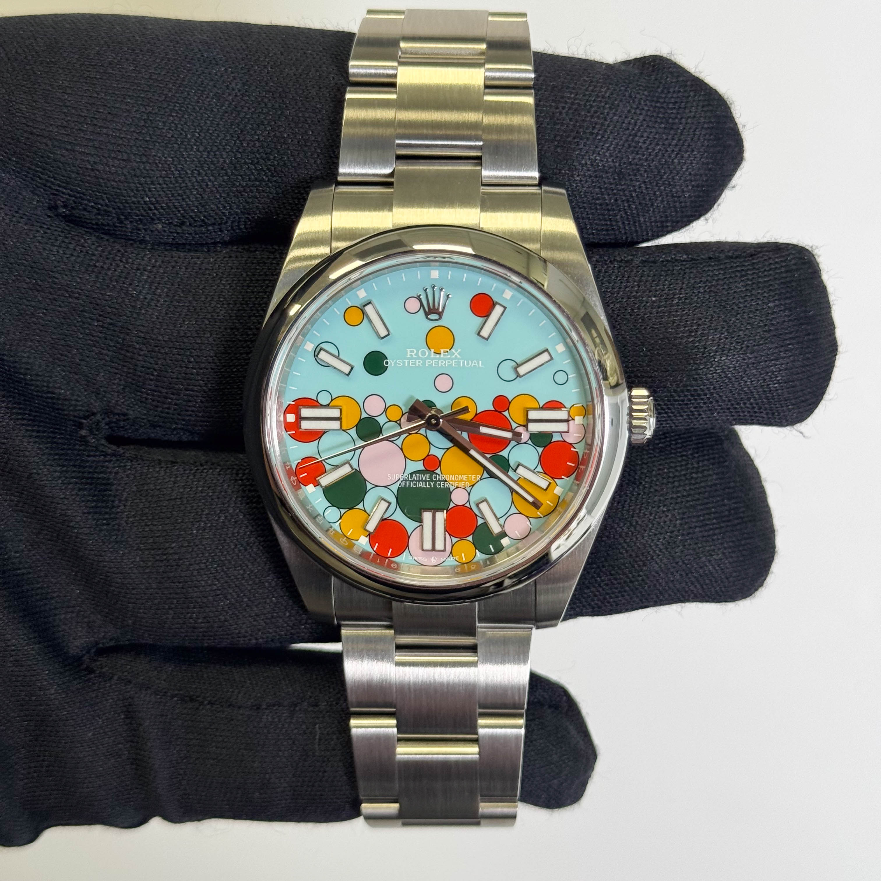 Rolex Oyster Perpetual 41mm Celebration Stick Dial Watch Ref# 124300