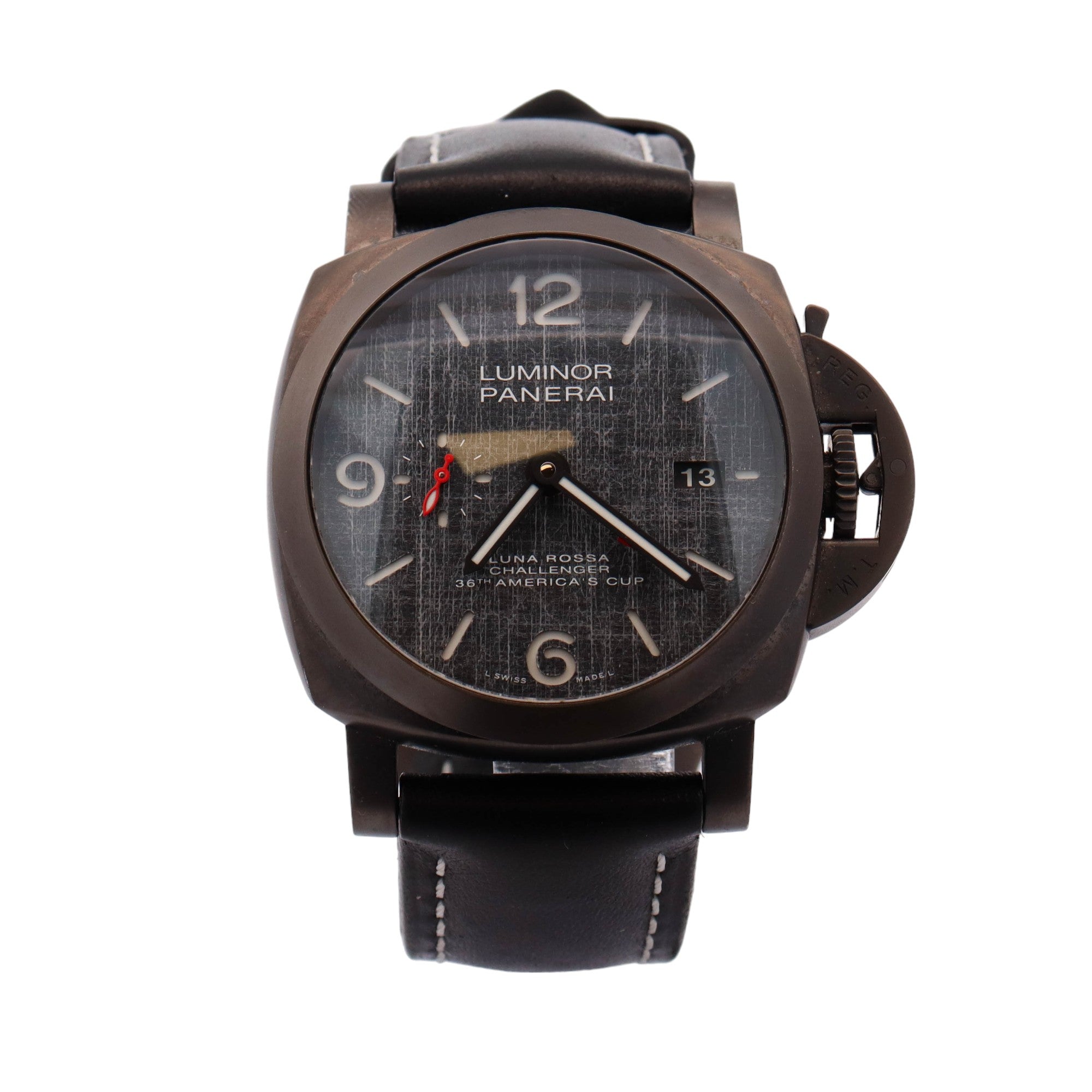 Panerai Luminor Luna Rossa Challenger Titanium 44mm Black Arabic & Stick Dial Watch Reference# PAM01036 - Happy Jewelers Fine Jewelry Lifetime Warranty