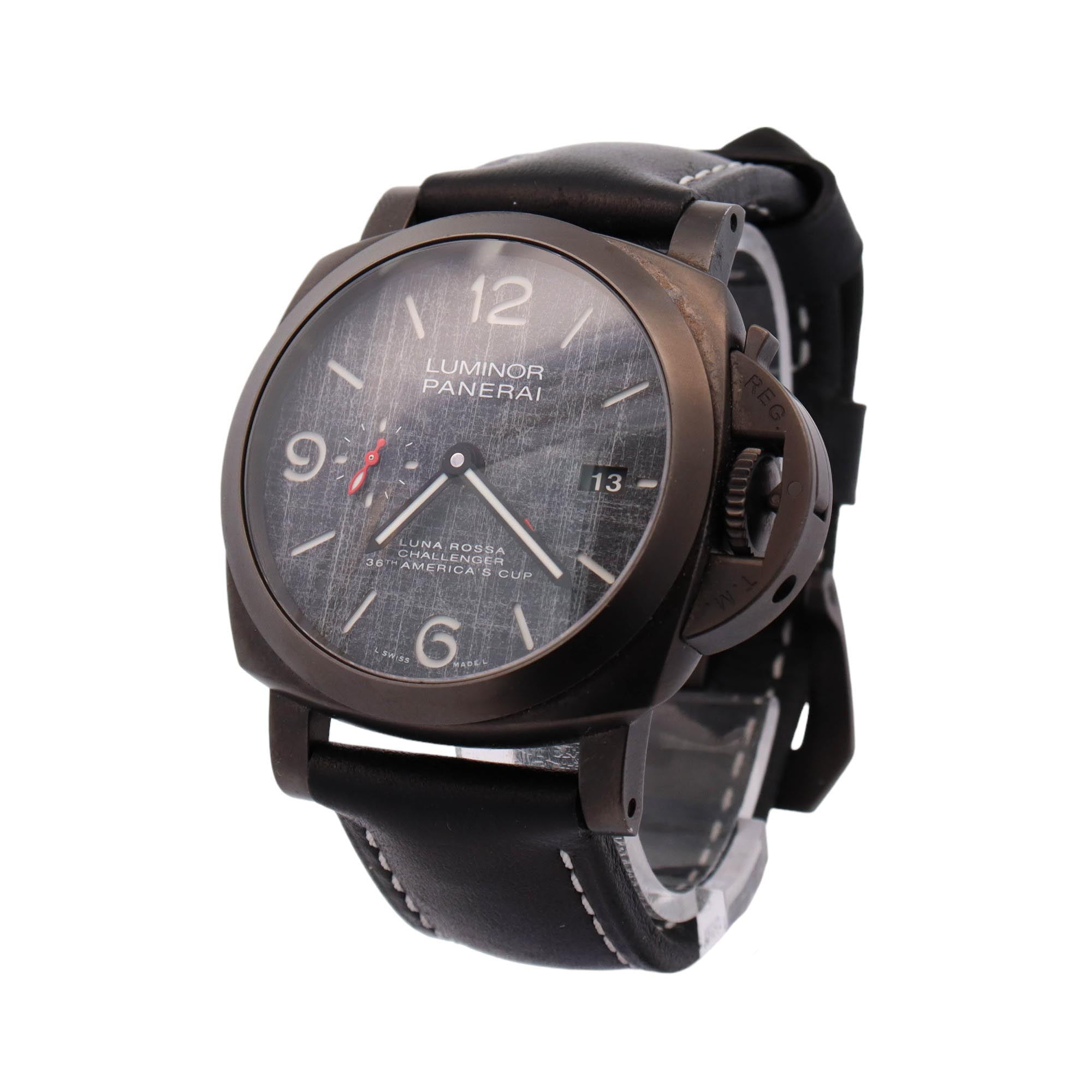 Panerai Luminor Luna Rossa Challenger Titanium 44mm Black Arabic & Stick Dial Watch Reference# PAM01036 - Happy Jewelers Fine Jewelry Lifetime Warranty