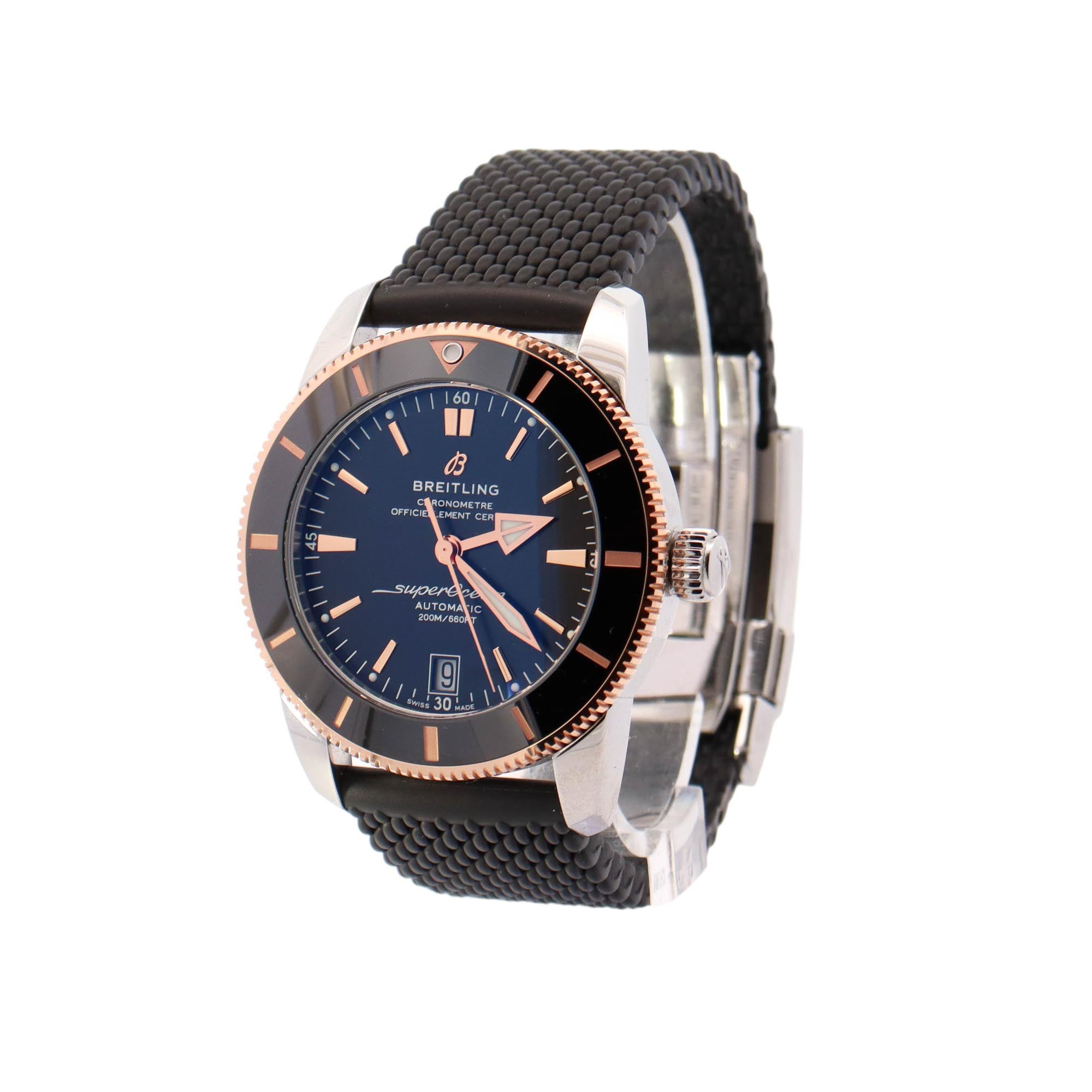 Breitling Superocean Heritage II Stainless Steel 42mm Black Stick Dial Watch Reference# UB2010 - Happy Jewelers Fine Jewelry Lifetime Warranty