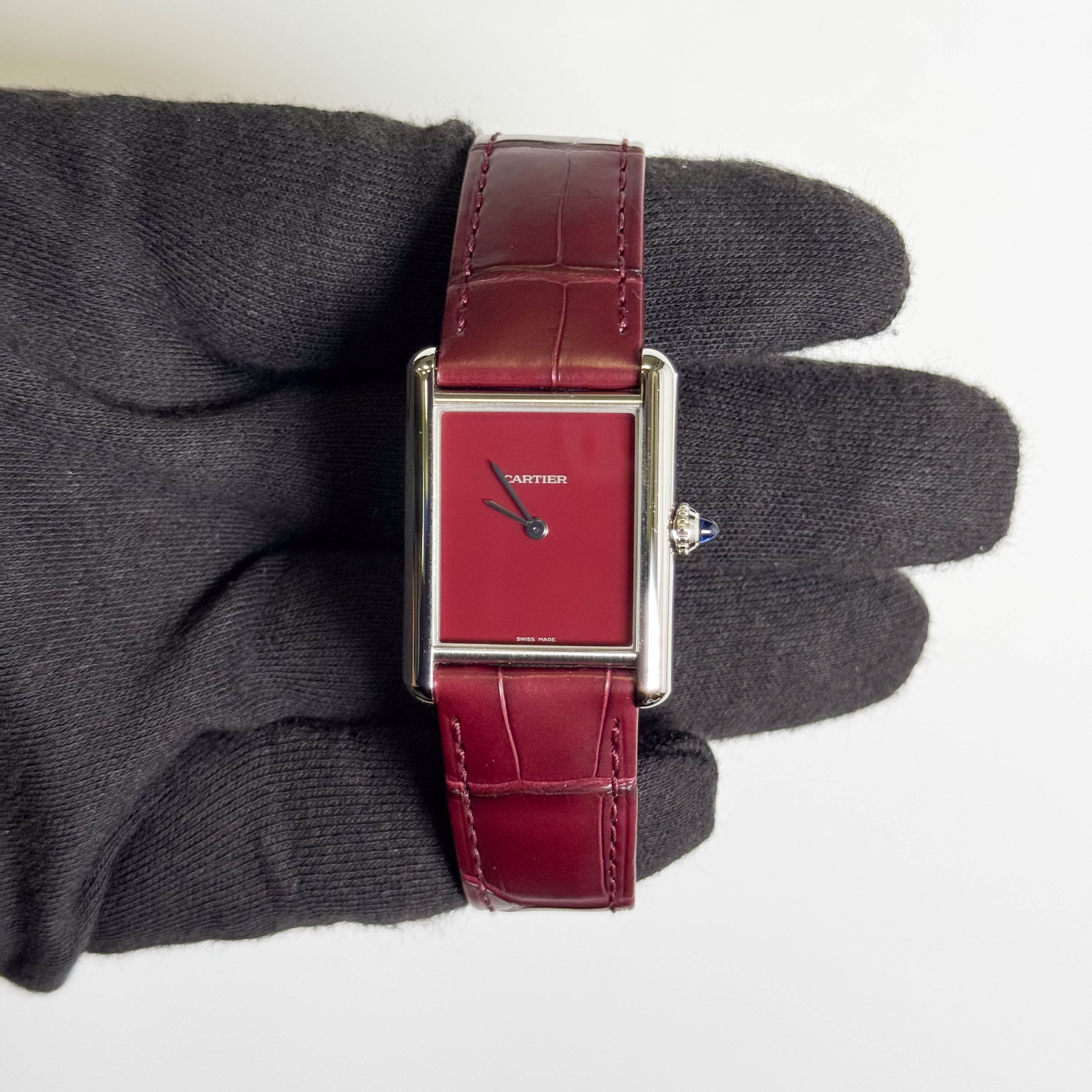Cartier Tank Must 34x26mm Red Dial Watch Ref# WSTA0054