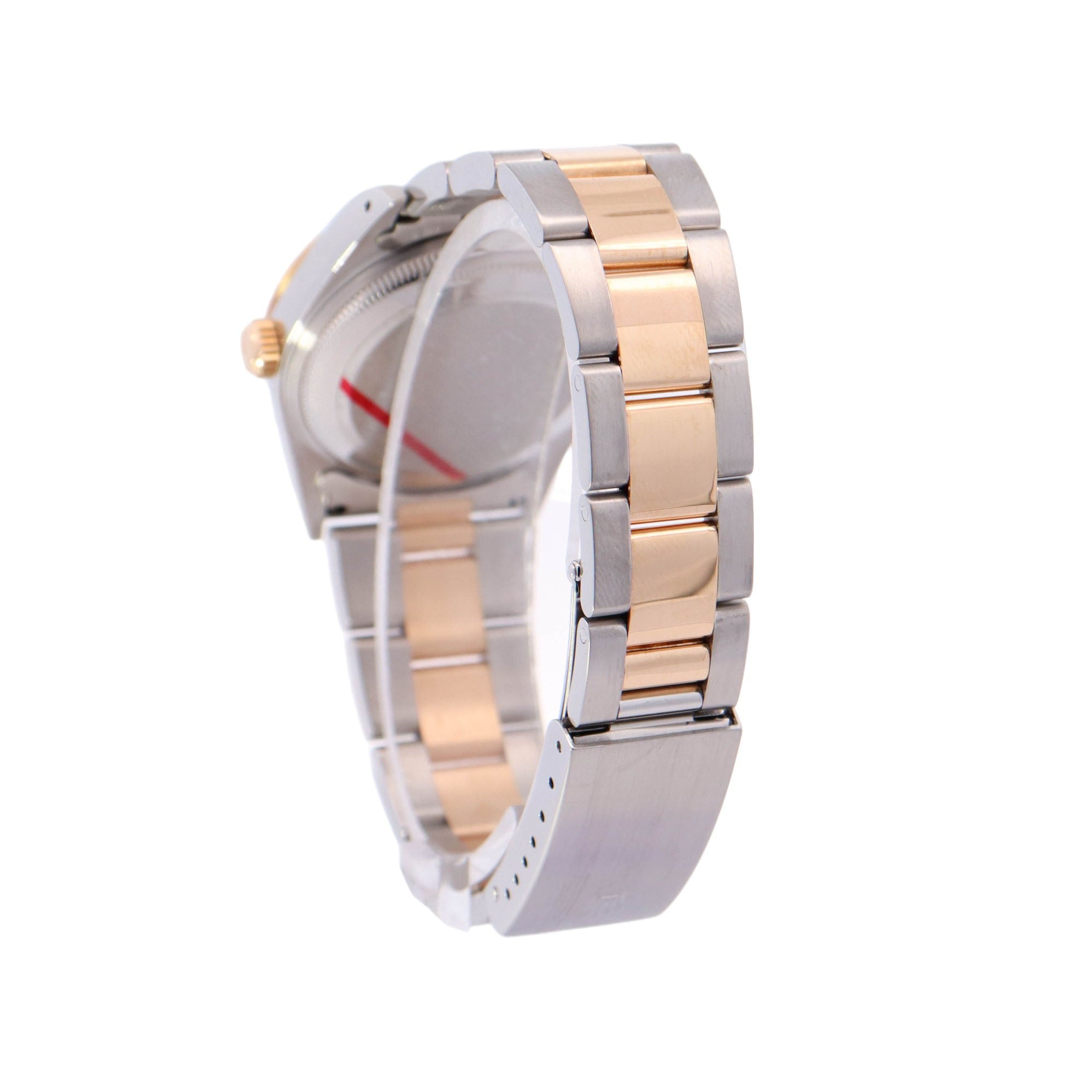 Rolex Oyster Perpetual Date Two Tone Yellow Gold & Steel 34mm Champagne Stick Dial Watch Reference# 15203 - Happy Jewelers Fine Jewelry Lifetime Warranty