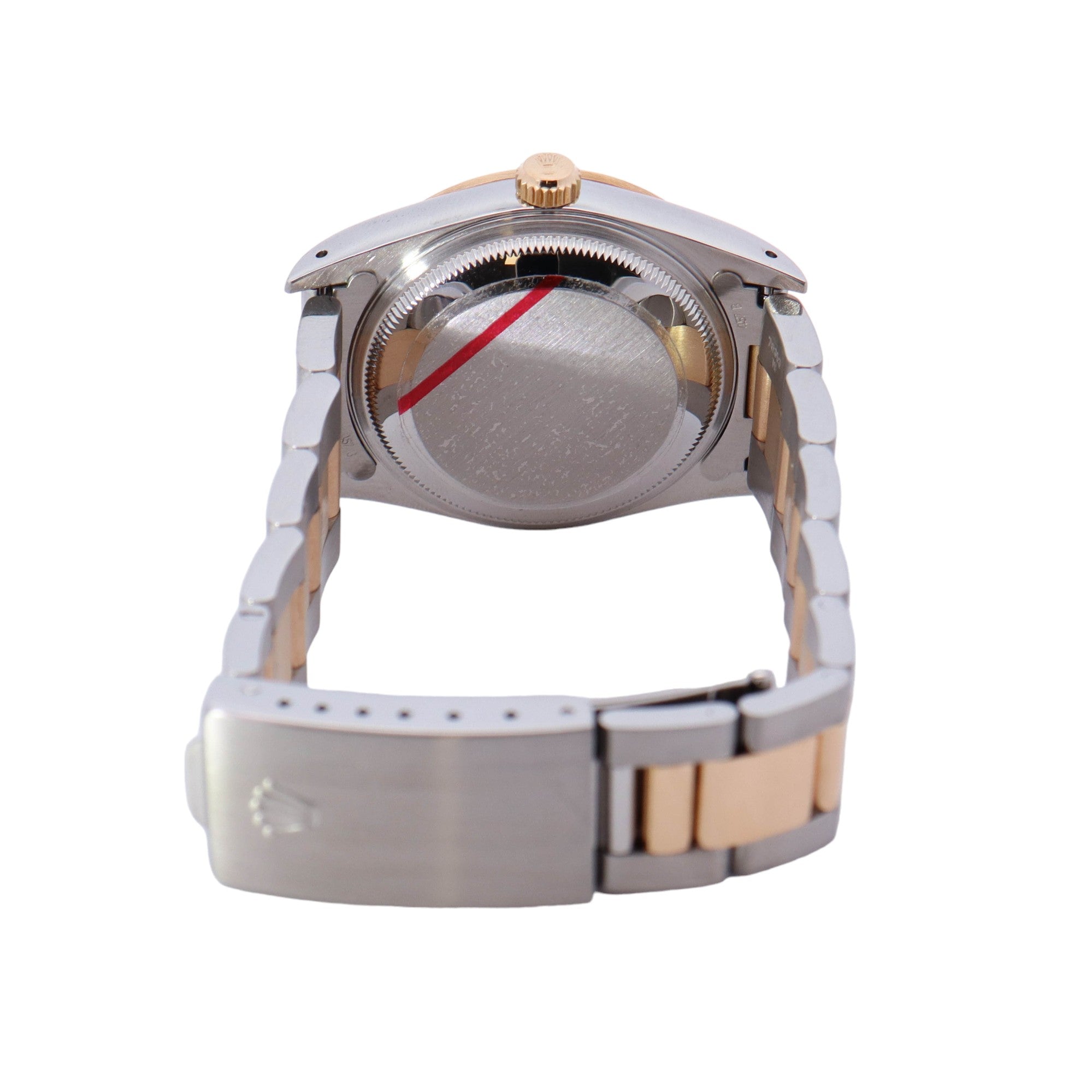 Rolex Oyster Perpetual Date Two Tone Yellow Gold & Steel 34mm Champagne Stick Dial Watch Reference# 15203 - Happy Jewelers Fine Jewelry Lifetime Warranty