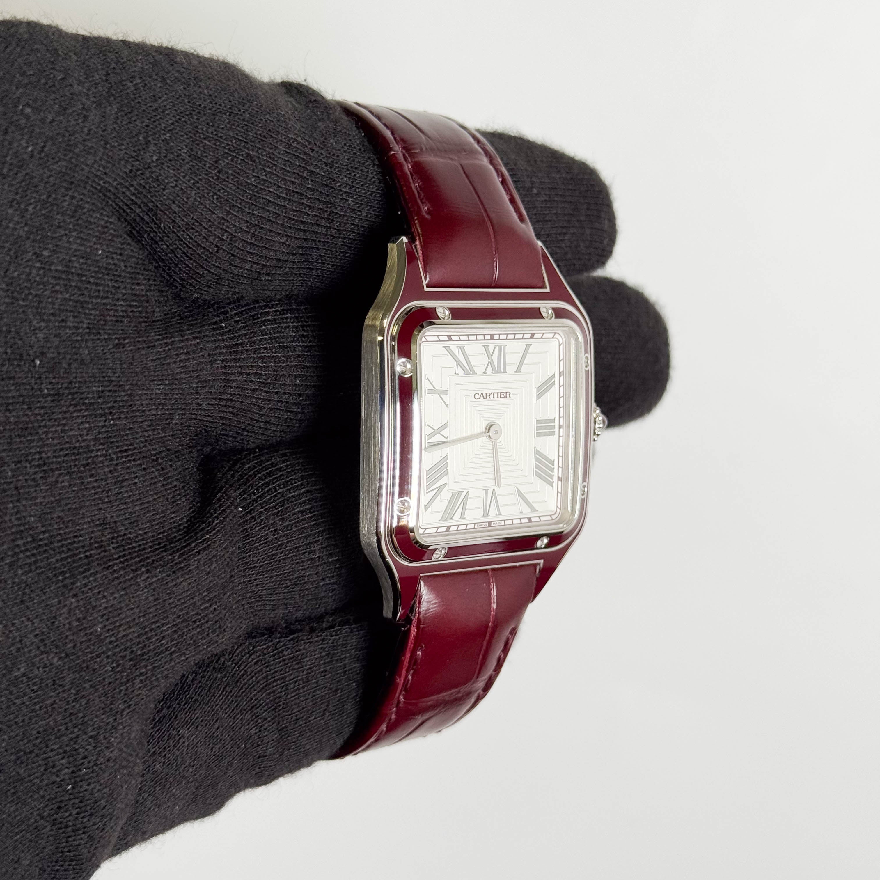 Cartier Santos Dumont 43.5x31.4mm Silver Dial Watch Ref# WGSA0053