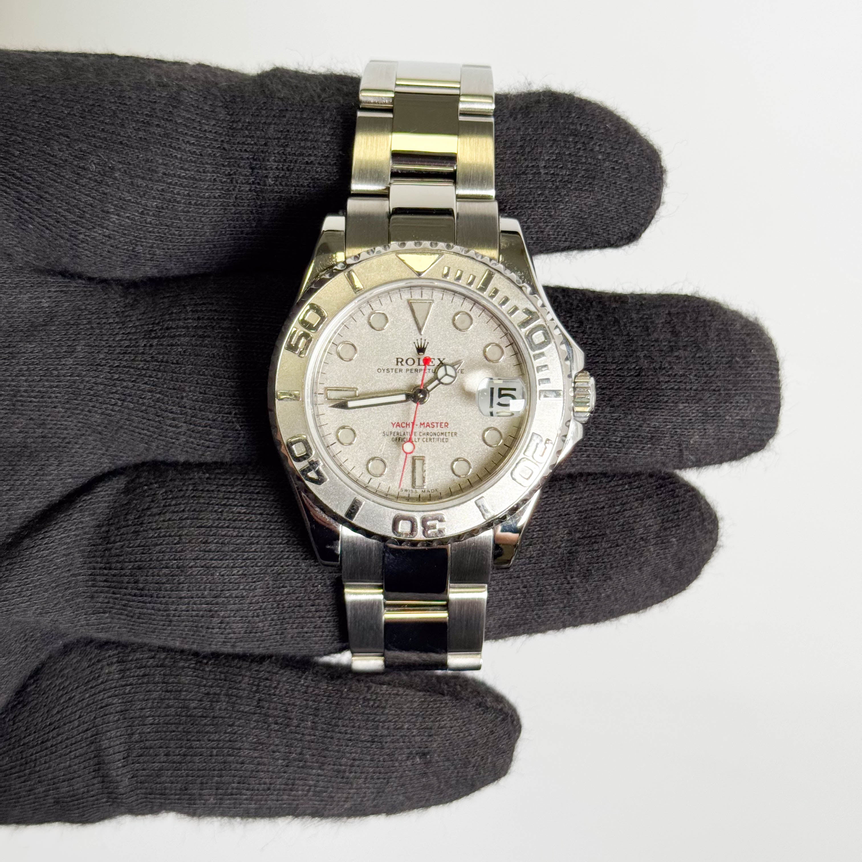 Rolex Yacht-Master 35mm Platinum Dial Watch Ref# 168622