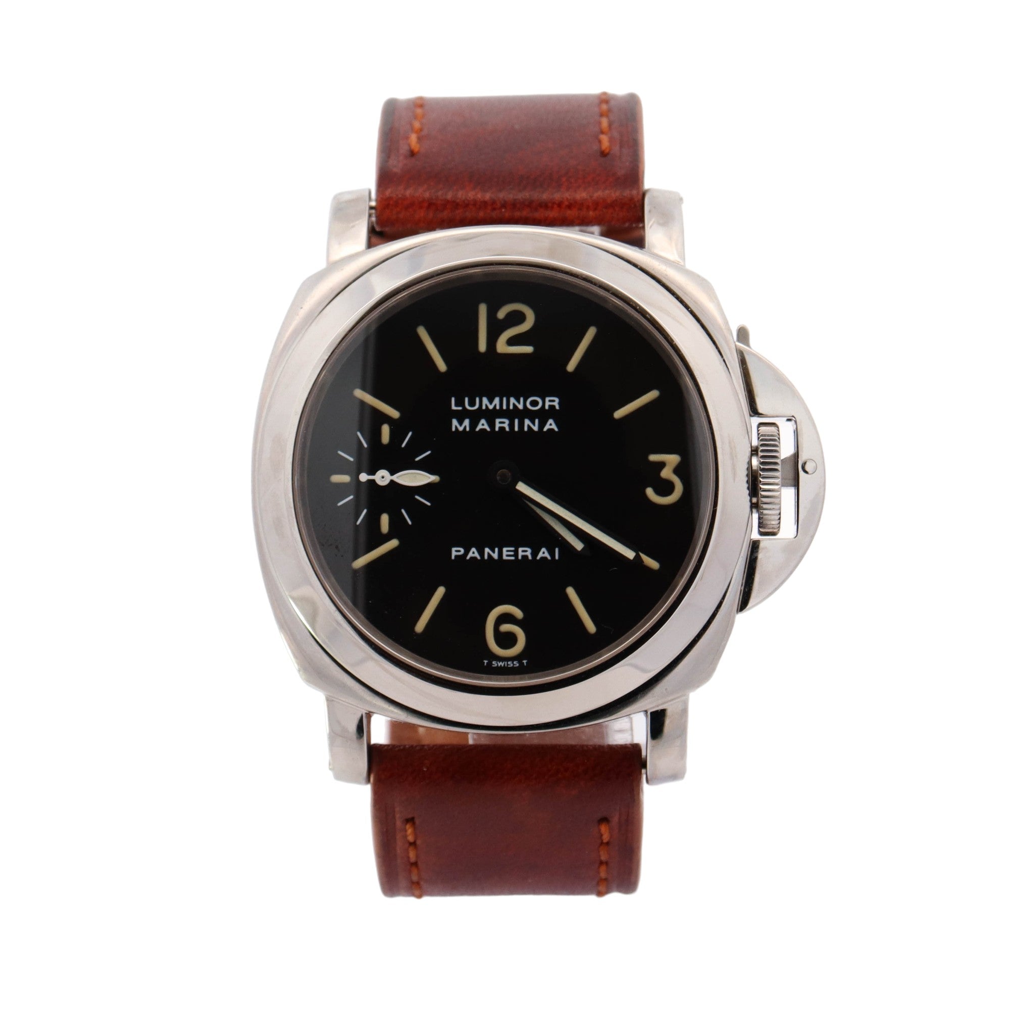 Panerai Luminor Marina Stainless Steel 44mm Black Roman & Stick Dial Watch Reference# PAM00411 - Happy Jewelers Fine Jewelry Lifetime Warranty