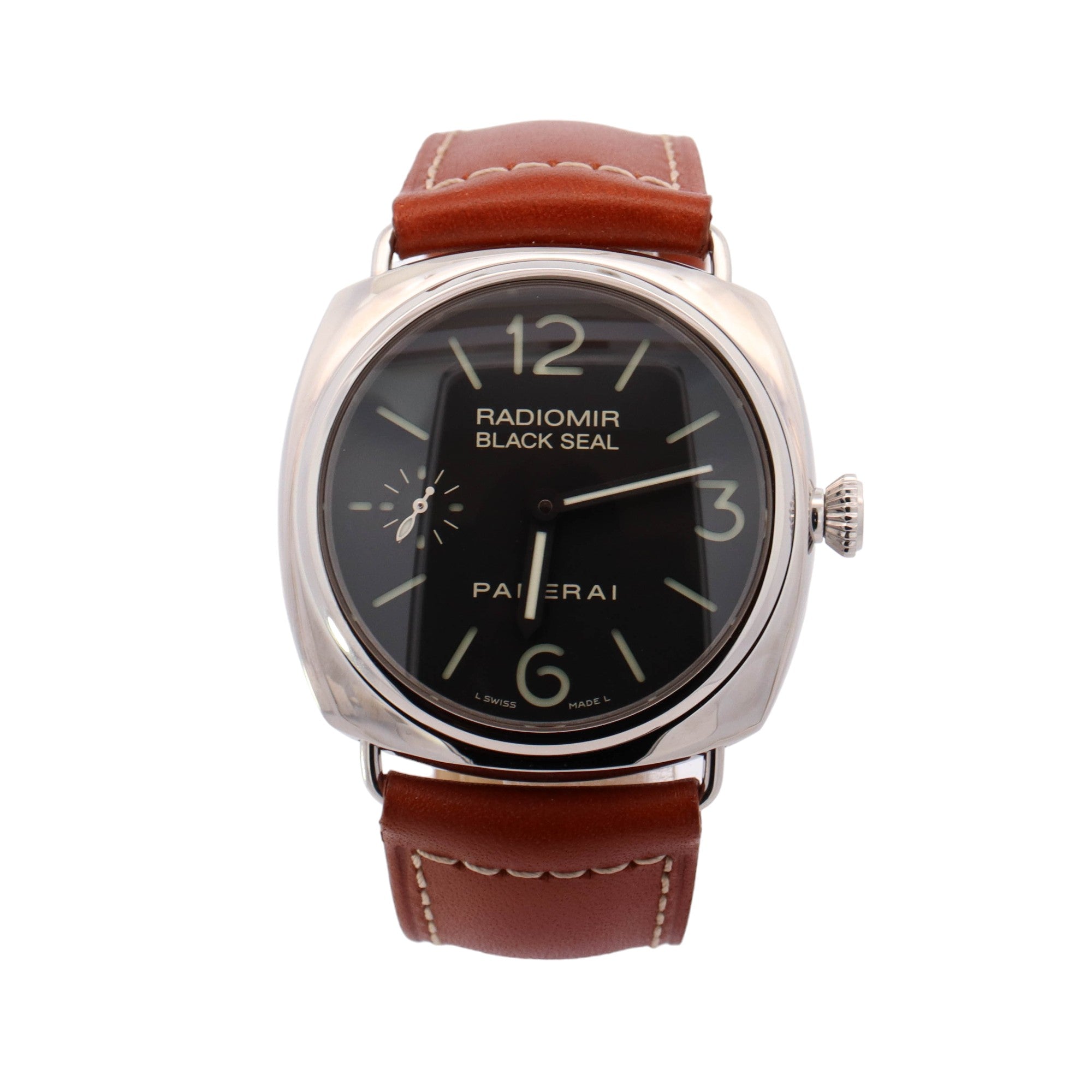 Panerai Radiomir Black Seal Stainless Steel 45mm Black Stick and Arabic Dial Watch Reference #: PAM00183 - Happy Jewelers Fine Jewelry Lifetime Warranty