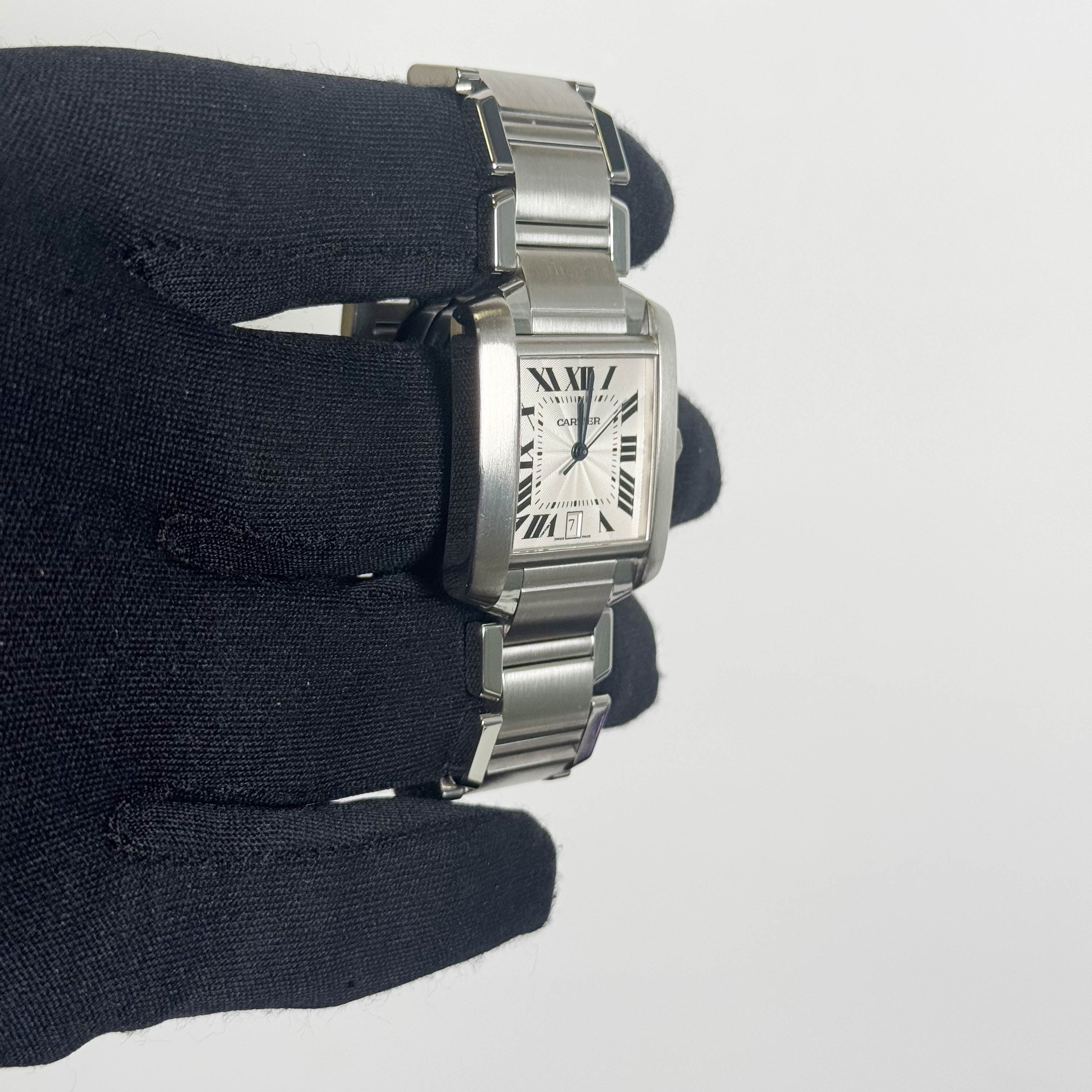 Cartier Tank Française Stainless Steel 28mm White Dial Watch Ref# W51002Q3 - Happy Jewelers Fine Jewelry Lifetime Warranty