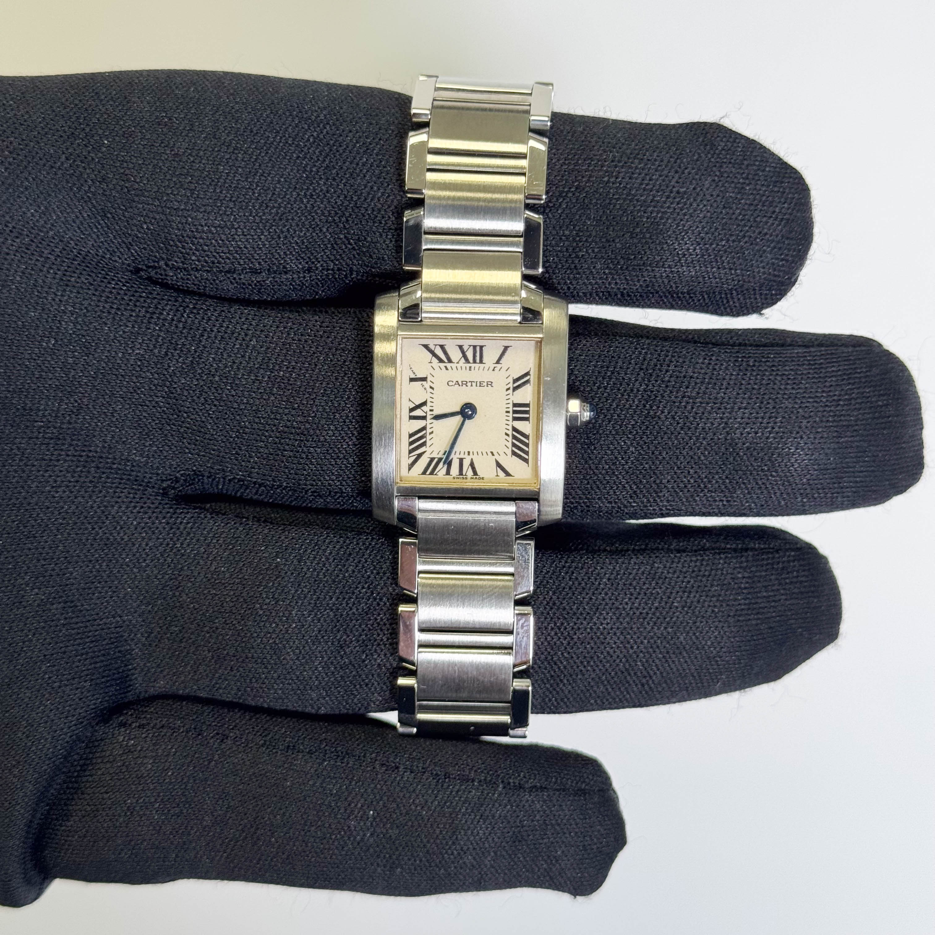 Cartier Tank Stainless Steel 20mm Ivory Dial Watch Ref# W51008Q3 - Happy Jewelers Fine Jewelry Lifetime Warranty