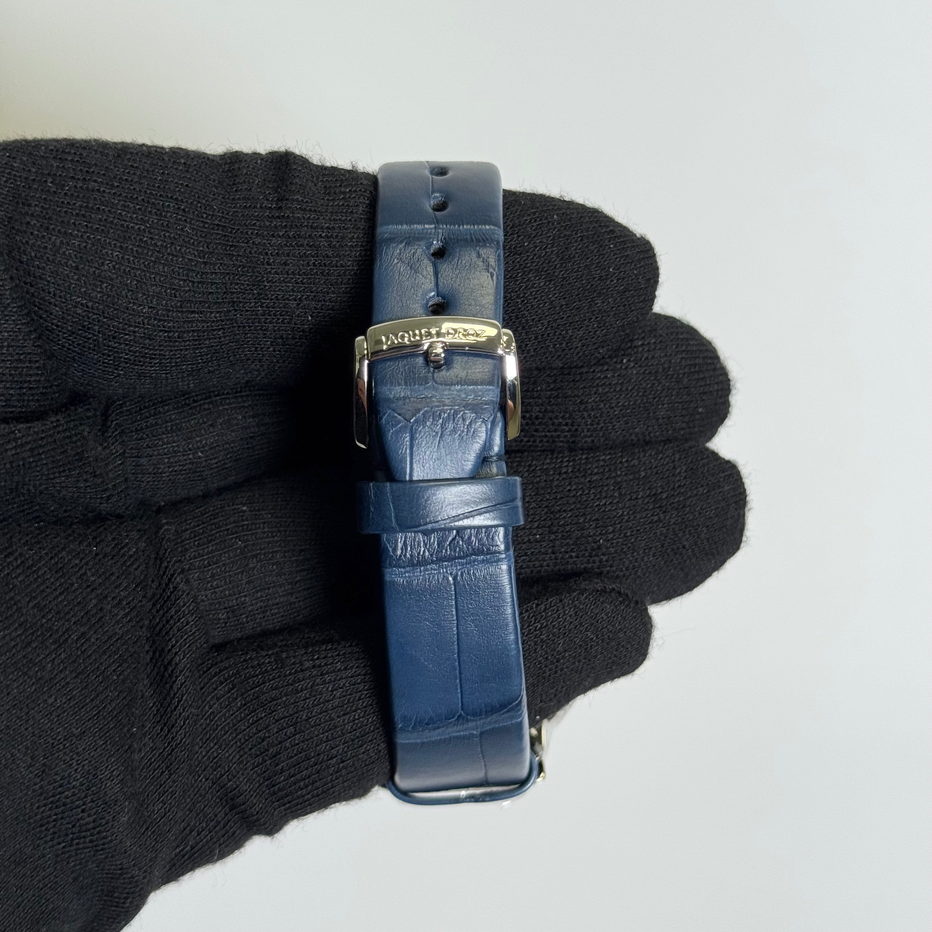 Jaquet Droz Petite Heure Minute 35mm White MOP Dial Watch Ref# J005000274 - Happy Jewelers Fine Jewelry Lifetime Warranty