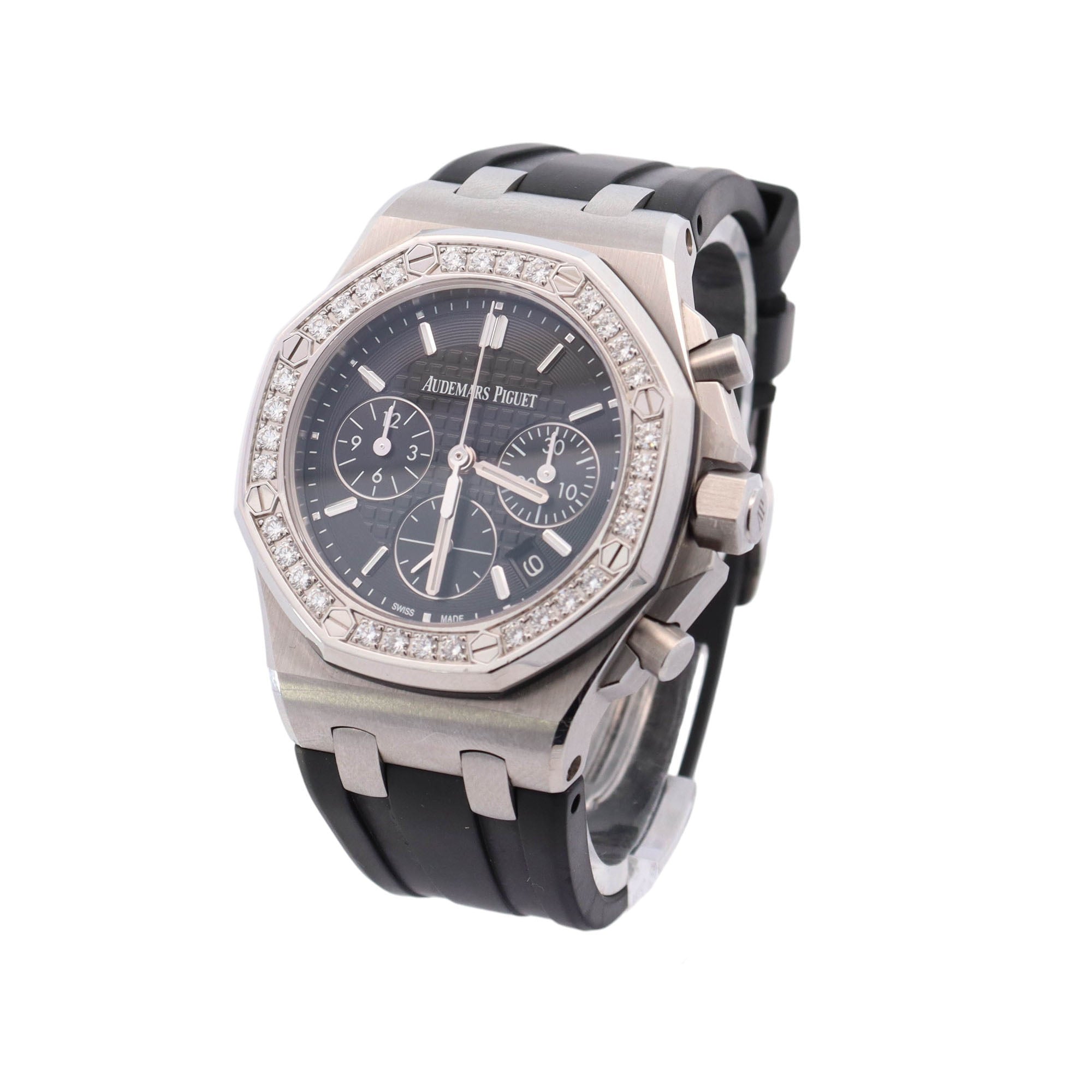 Audemars Piguet Royal Oak Offshore 37mm Stainless Steel Black Chronograph Dial Watch Reference #: 26231ST.ZZ.D002CA.01 - Happy Jewelers Fine Jewelry Lifetime Warranty