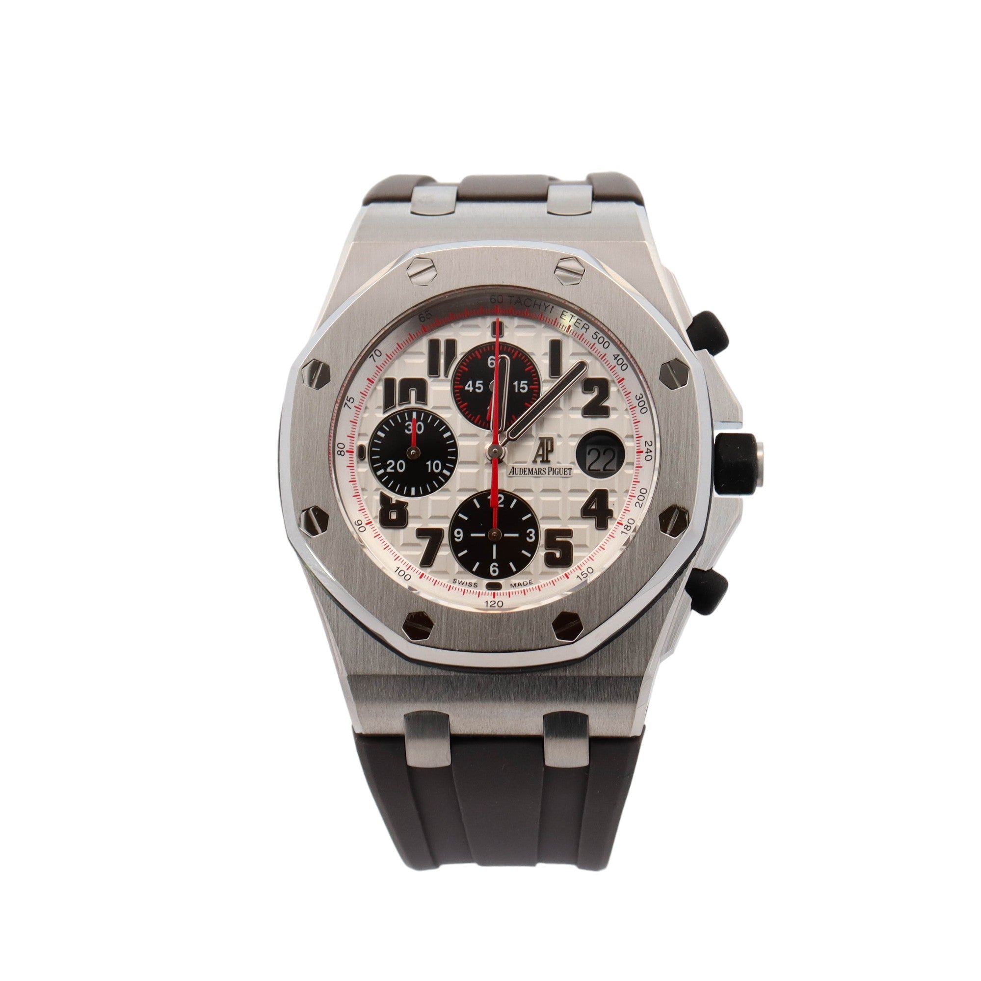 Audemars Piguet Royal Oak Offshore Stainless Steel 42mm White Chronograph Dial Watch Reference #: 26170ST.OO.1000ST.01 - Happy Jewelers Fine Jewelry Lifetime Warranty