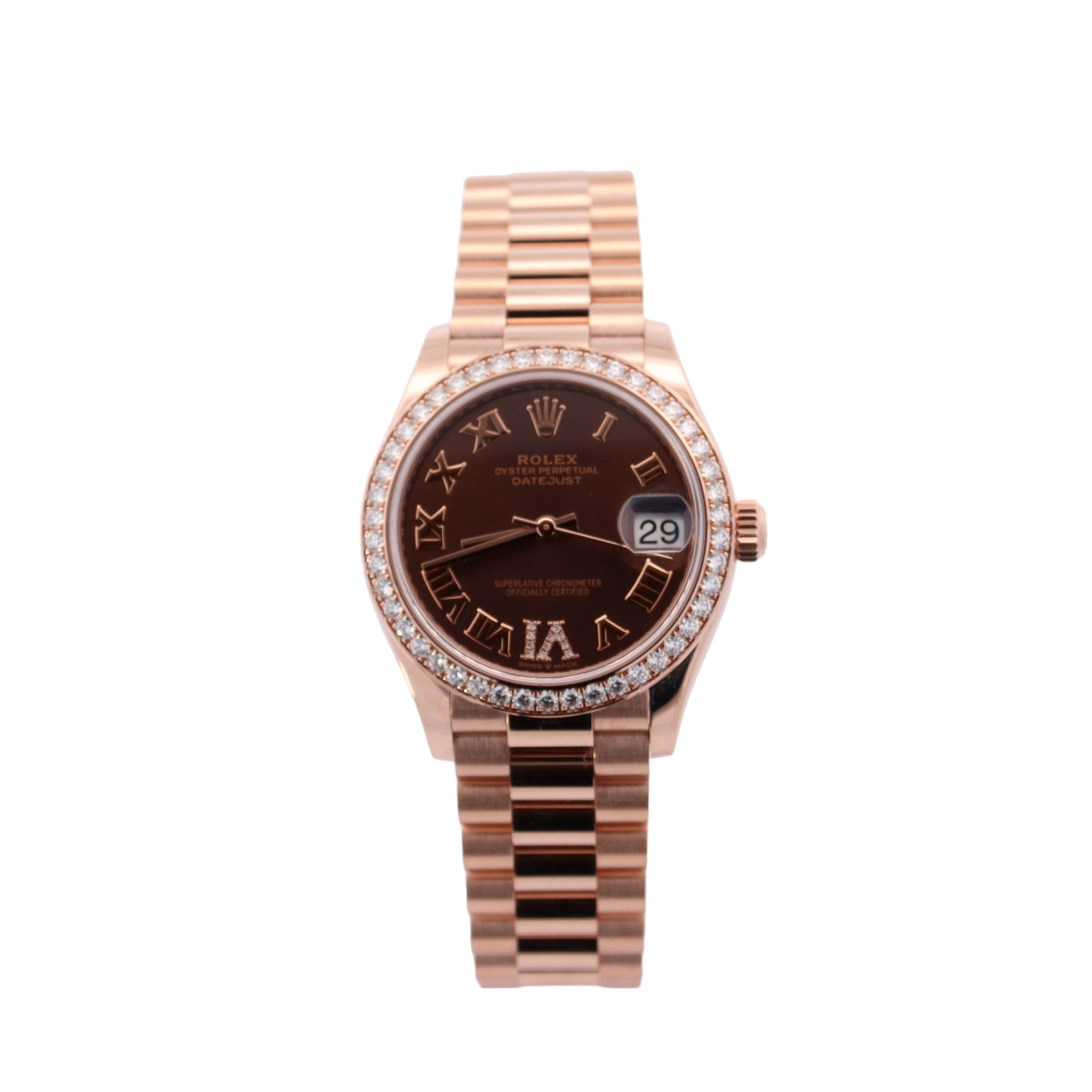 Rolex Datejust Rose Gold 31mm Chocolate Roman Dial Watch Reference #: 278285RBR - Happy Jewelers Fine Jewelry Lifetime Warranty