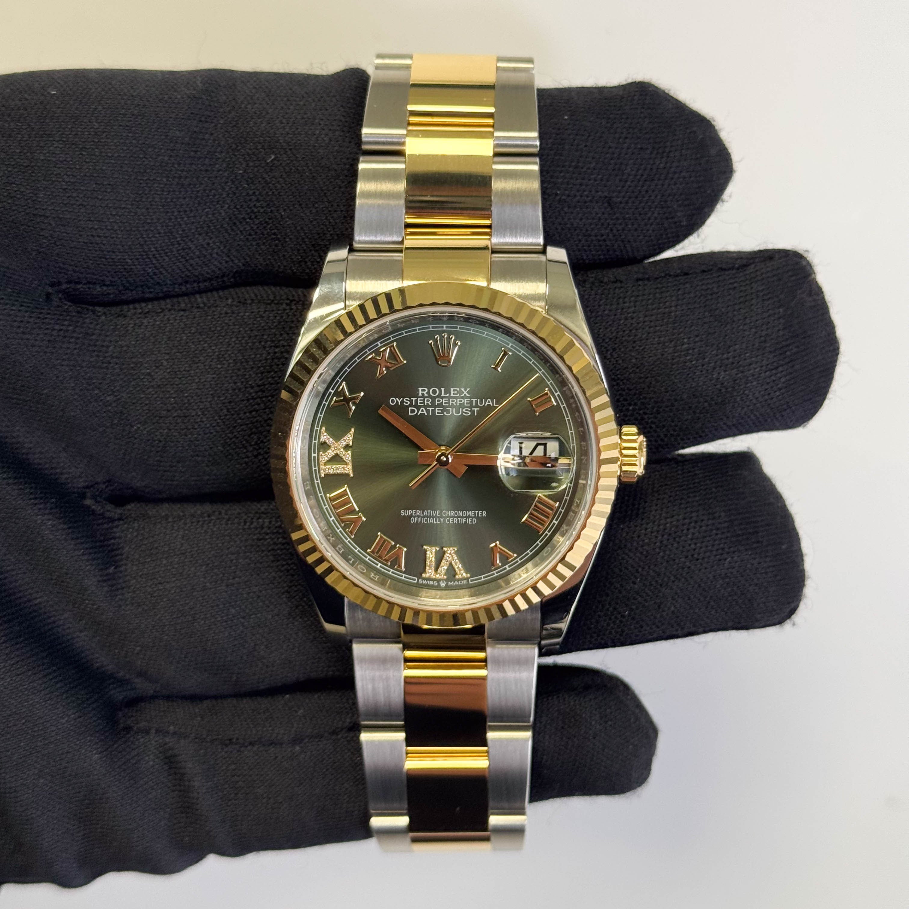 Rolex Datejust 36mm Olive Green Roman Dial Ref# 126233