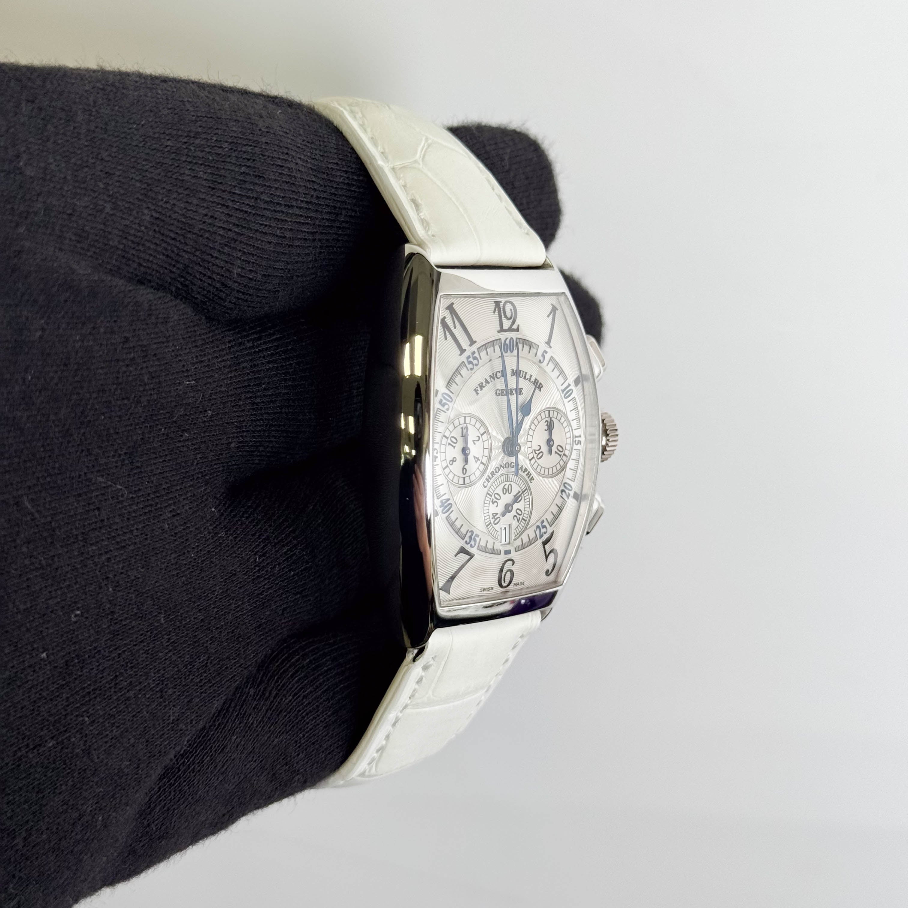 Franck Muller Cintree Curvex 34 x 47mm Silver Chronograph Dial Watch Ref# 6850CCAT