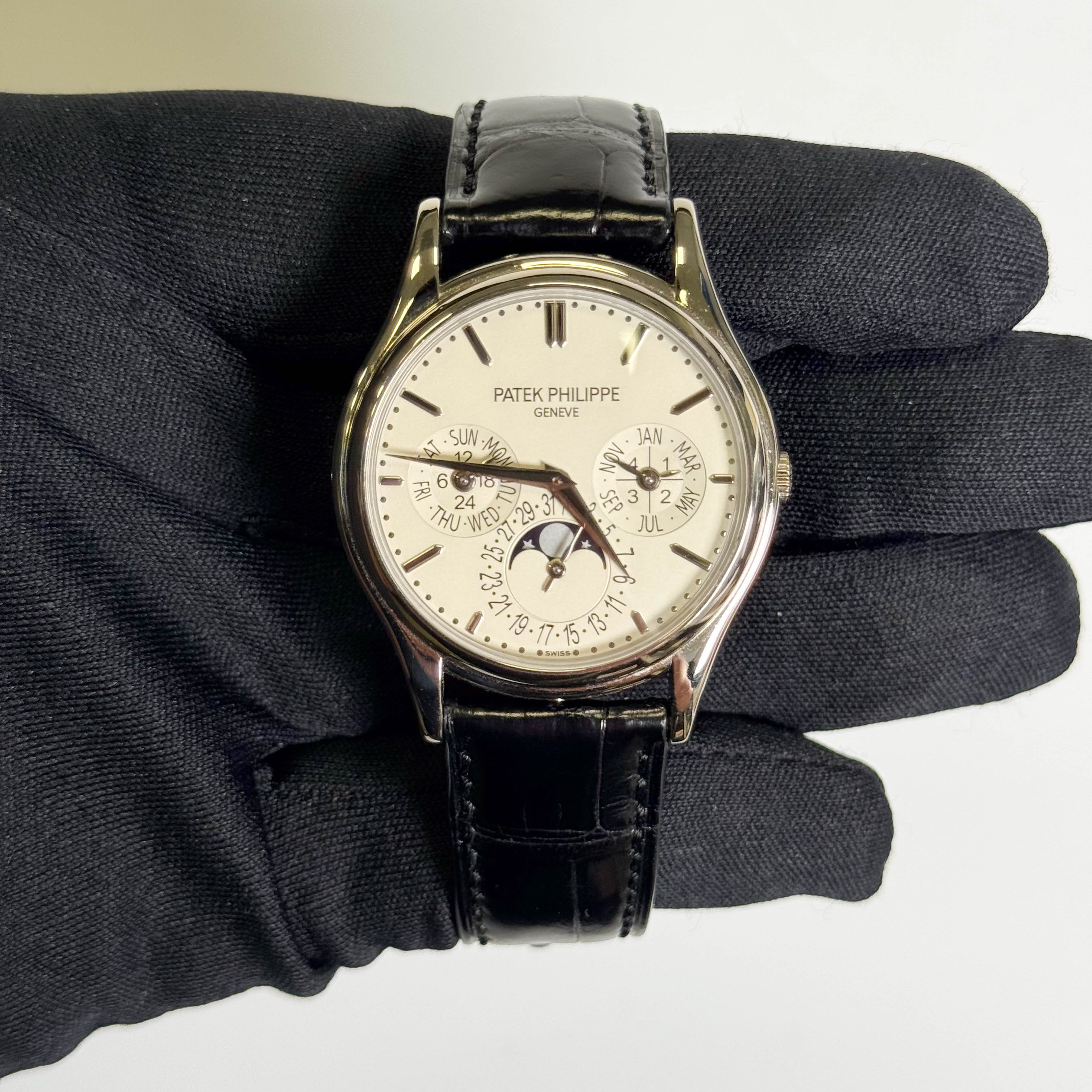 Patek Philippe Perpetual Calender 37mm Ivory Dial Watch Ref# 5140-G