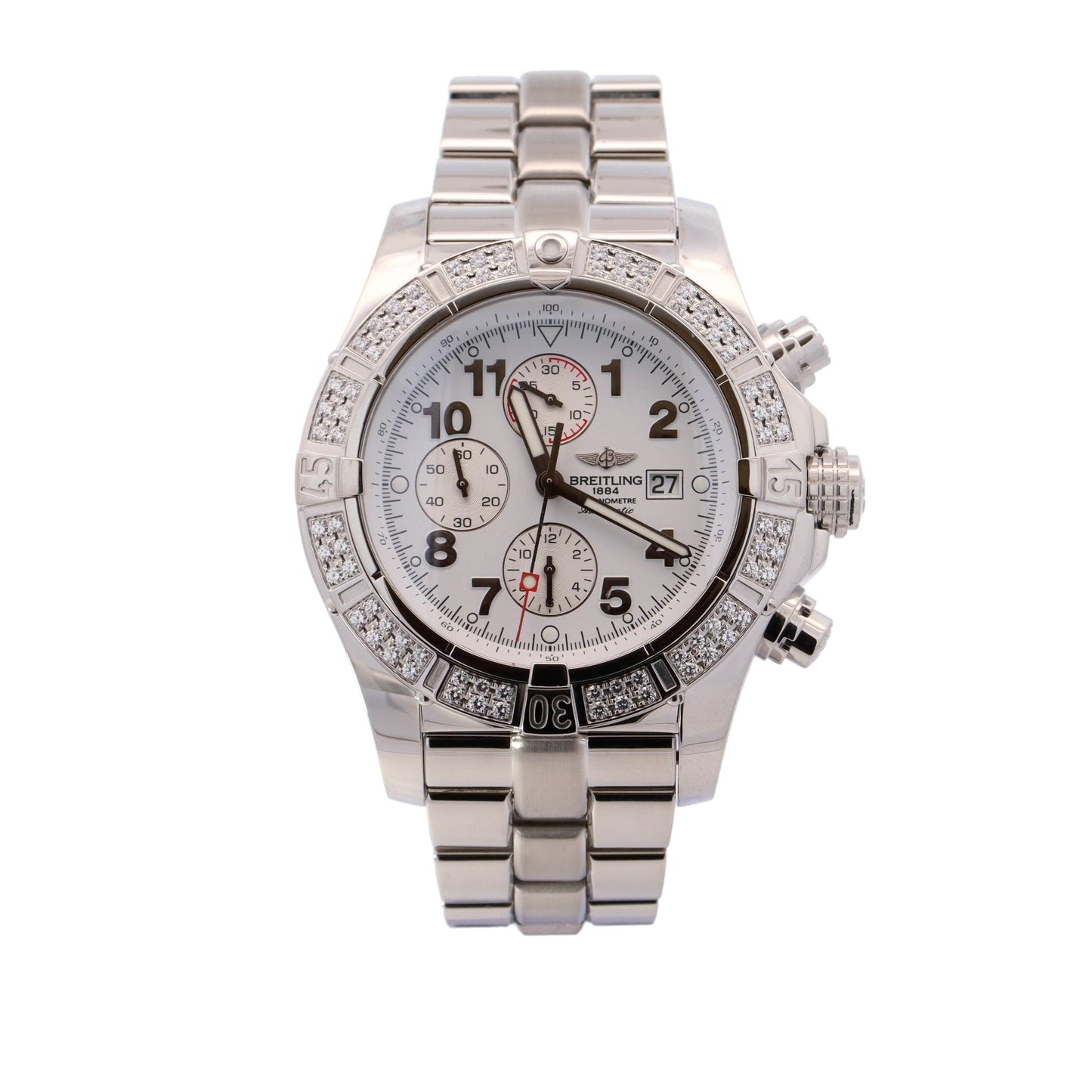 Breitling Super Avenger Stainless Steel 48mm White Chronograph Dial Watch Reference #: A13370 - Happy Jewelers Fine Jewelry Lifetime Warranty