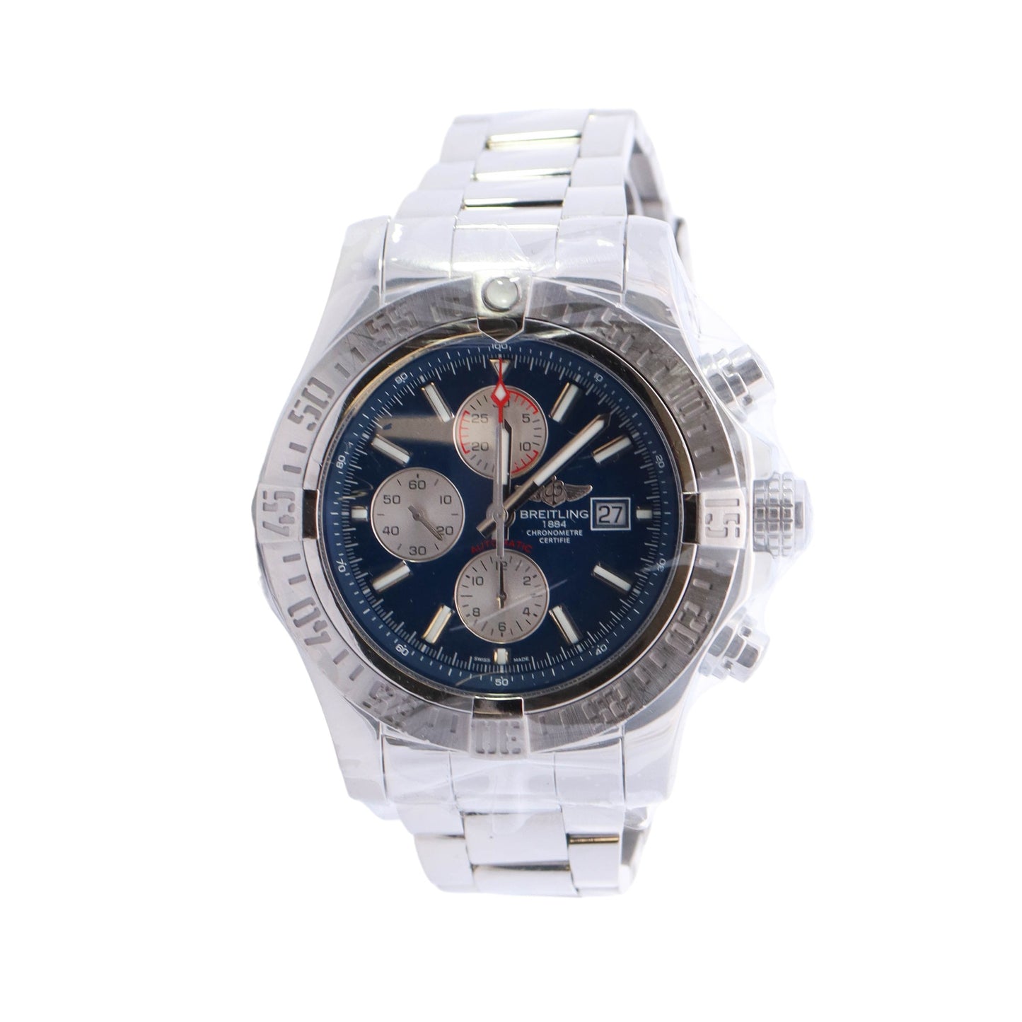 Breitling Super Avenger II Stainless Steel Blue Chronograph Dial Watch Reference #: A13371 - Happy Jewelers Fine Jewelry Lifetime Warranty