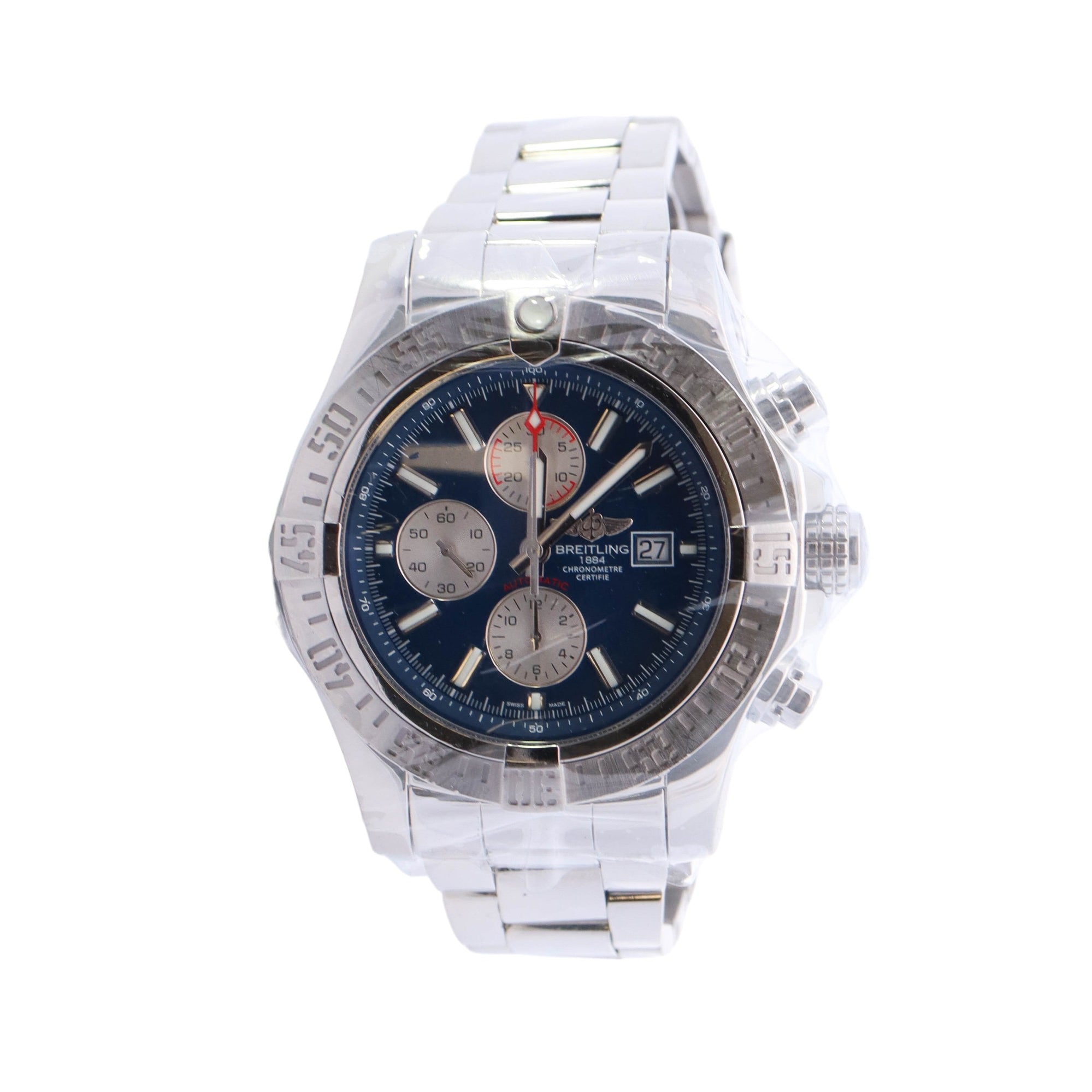 Breitling Super Avenger II Stainless Steel 48MM Blue Chronograph Dial Watch Reference #: A13371 - Happy Jewelers Fine Jewelry Lifetime Warranty