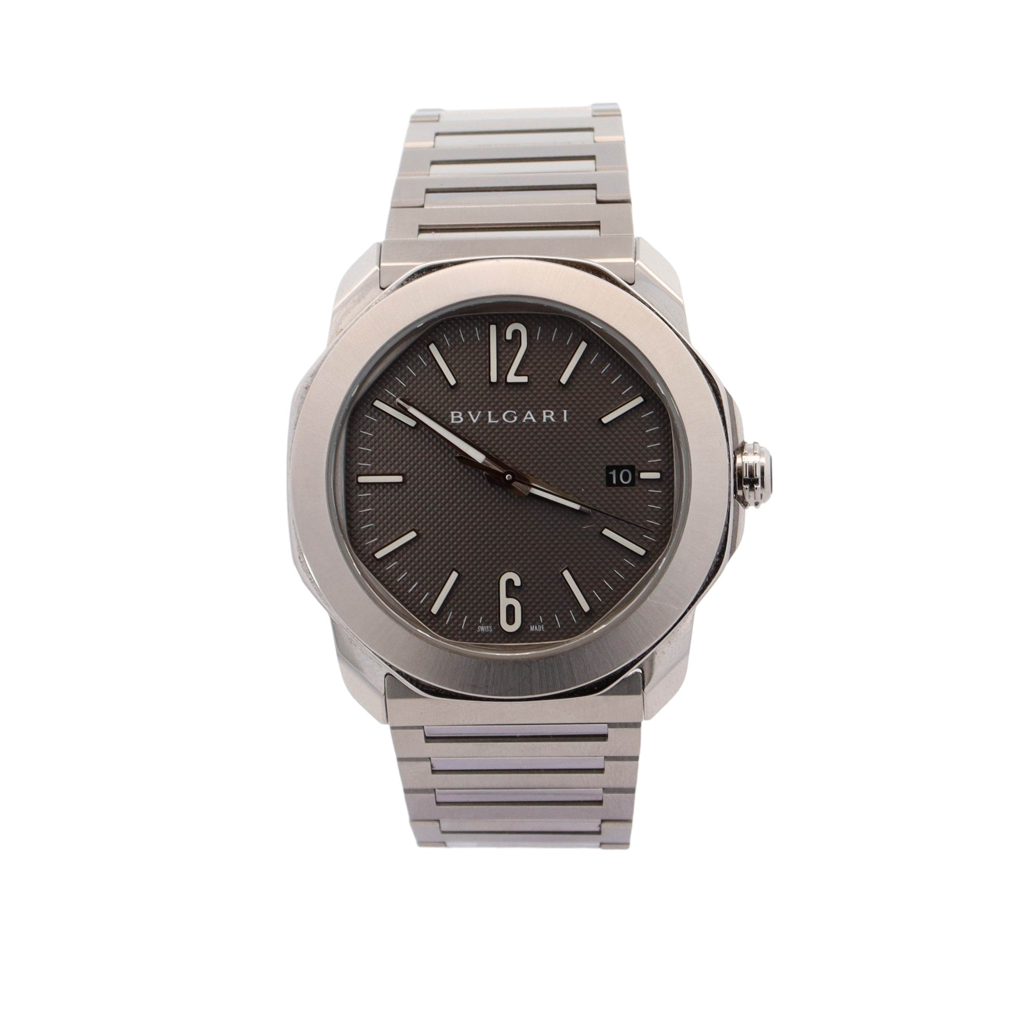 Bvlgari Octo Roma Stainless Steel Grey Arabic & Stick Dial Watch Reference #: 103740 - Happy Jewelers Fine Jewelry Lifetime Warranty