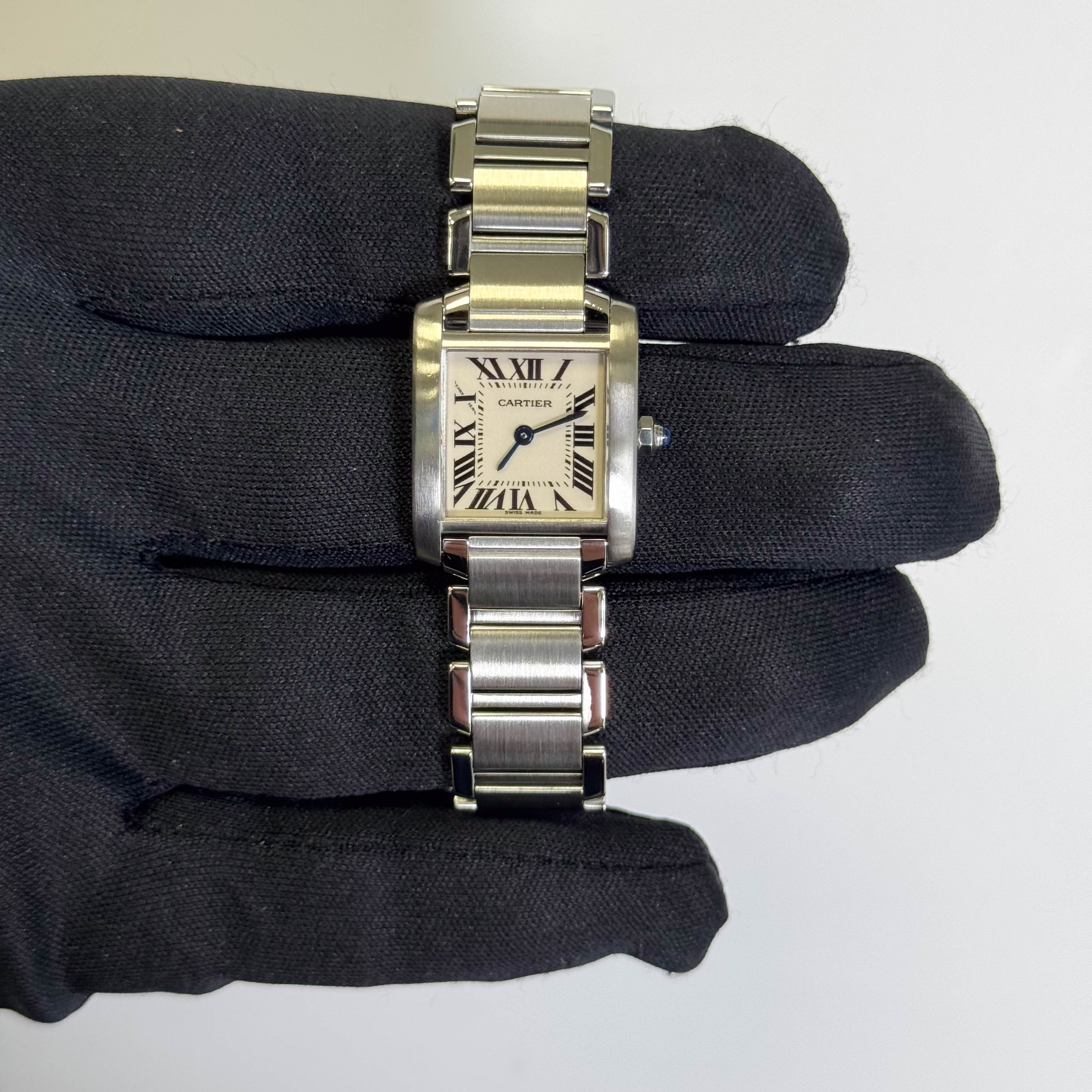 Cartier Tank Stainless Steel 20mm Ivory Dial Watch Ref# W51008Q3 - Happy Jewelers Fine Jewelry Lifetime Warranty