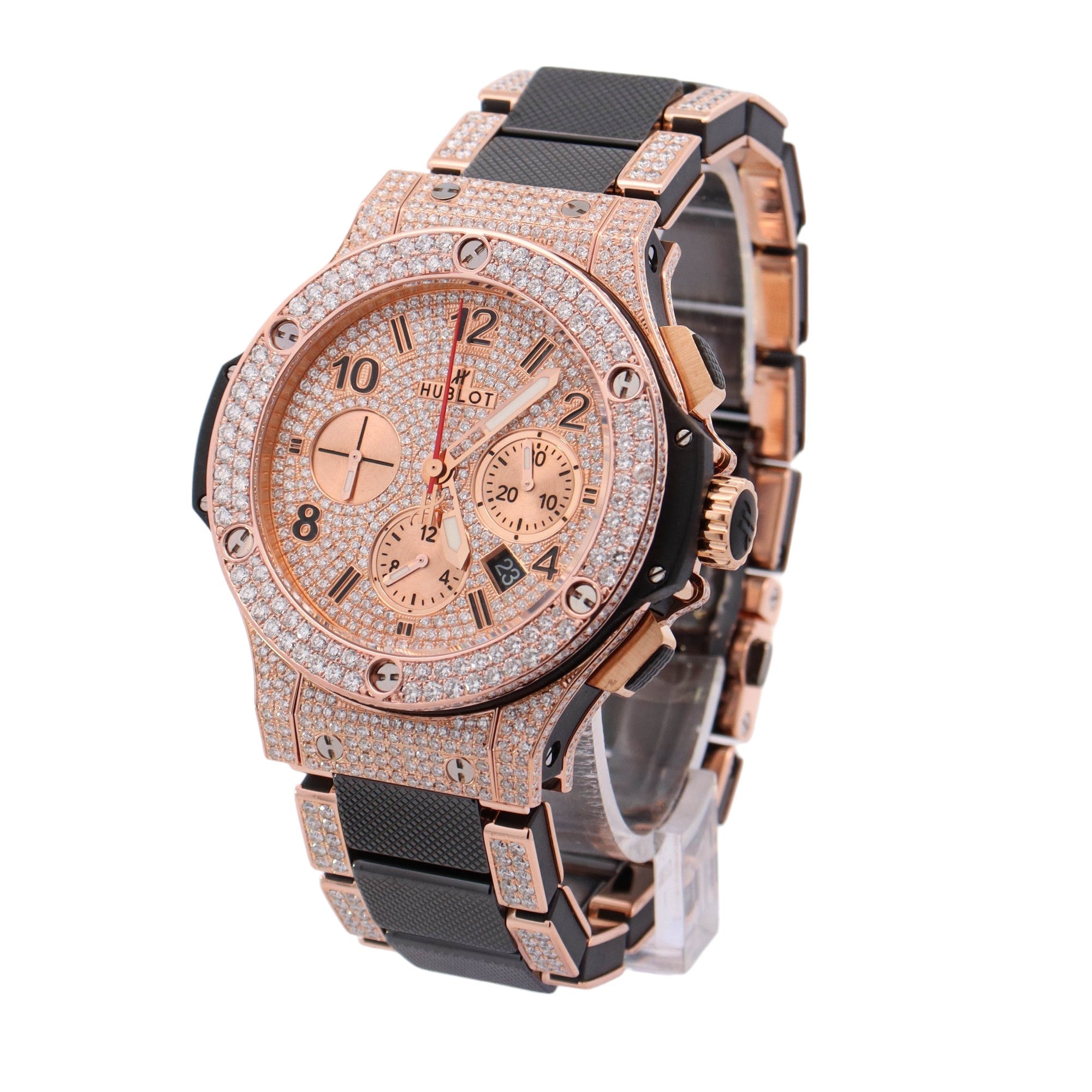 Hublot Big Bang Rose Gold 44mm Custom Pave Diamond Dial Watch Reference#: 301.PB.131.PB - Happy Jewelers Fine Jewelry Lifetime Warranty