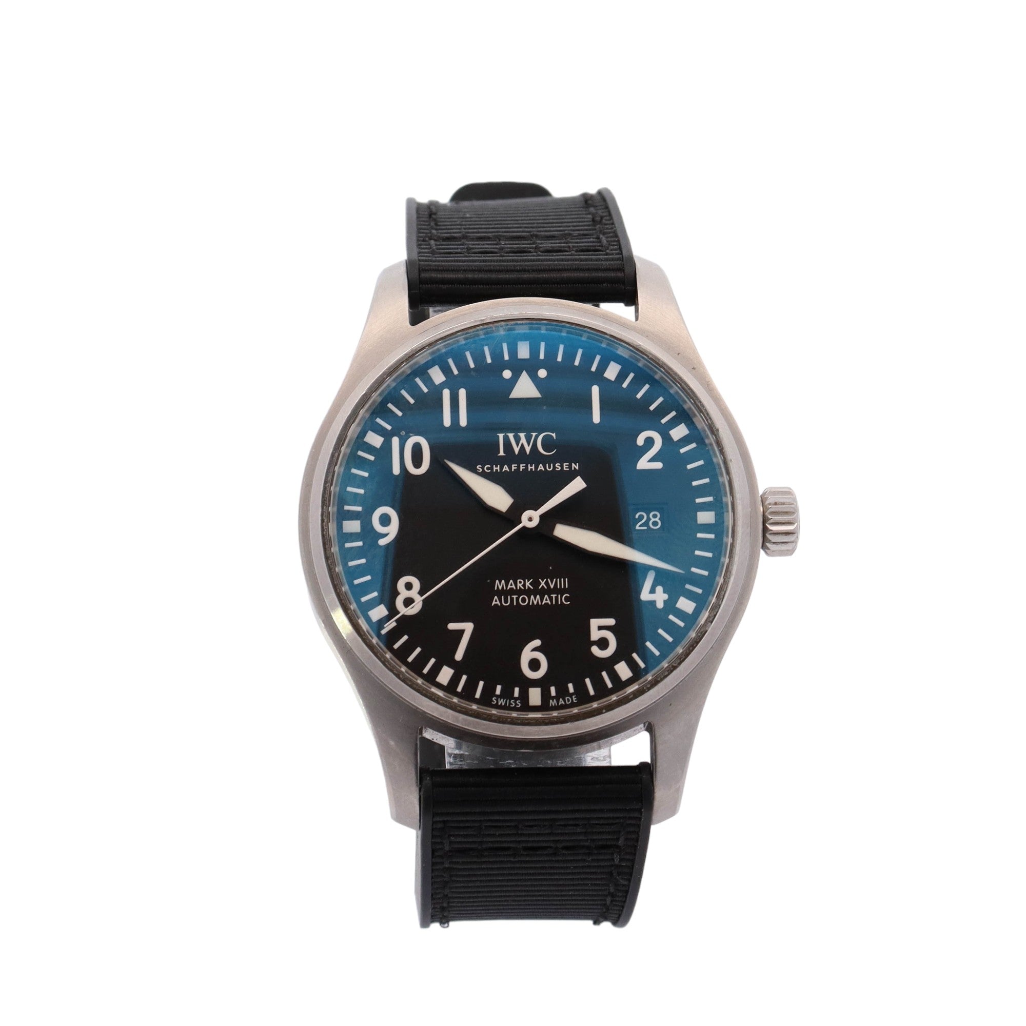 IWC Schaffhausen Men's Pilot Mark XVIII Stainless Steel 40mm Black Arabic Dial Watch Reference #: IW327009 - Happy Jewelers Fine Jewelry Lifetime Warranty