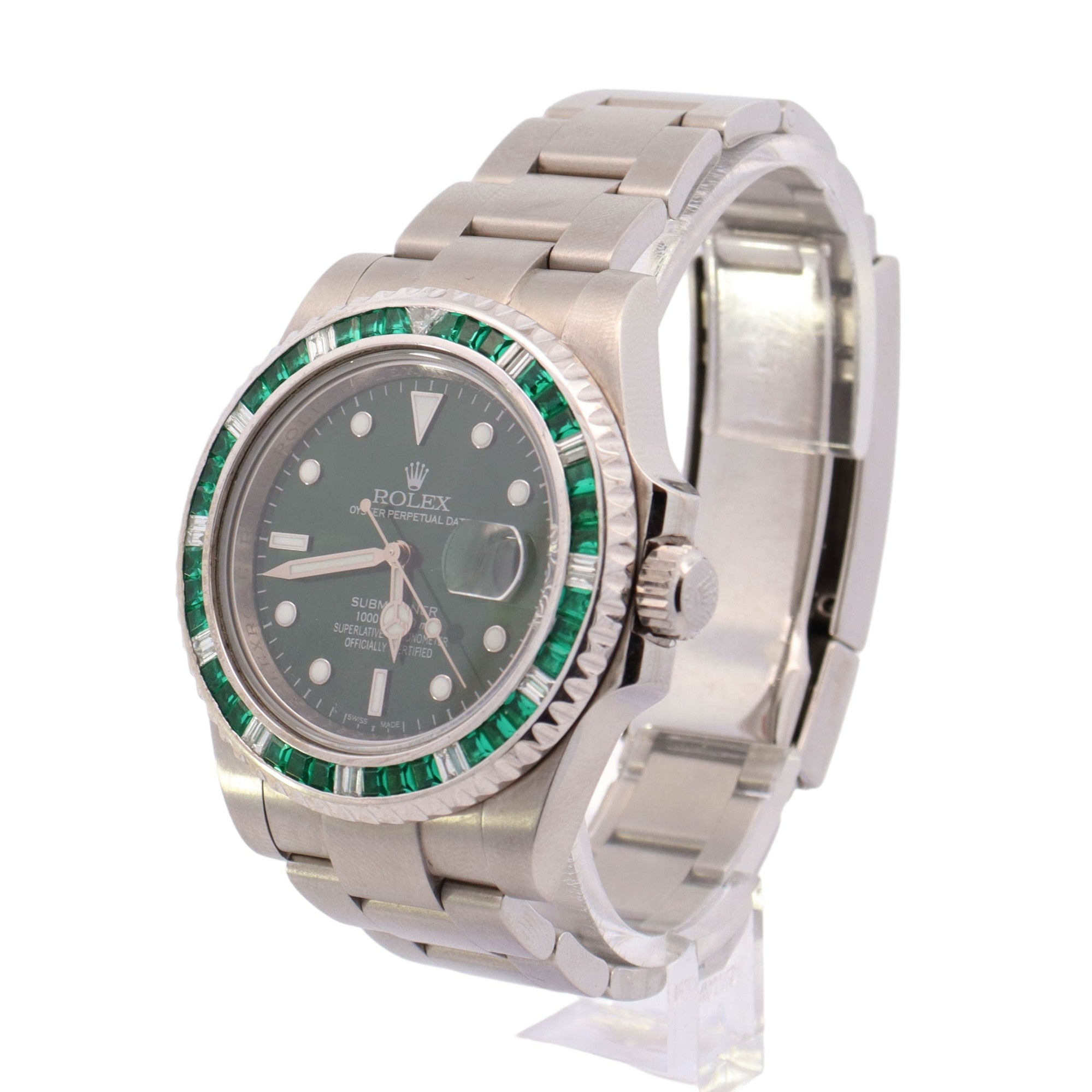 Rolex Mens Submariner Stainless Steel 40mm Custom Green Dot Dial Watch Reference #: 116610 - Happy Jewelers Fine Jewelry Lifetime Warranty