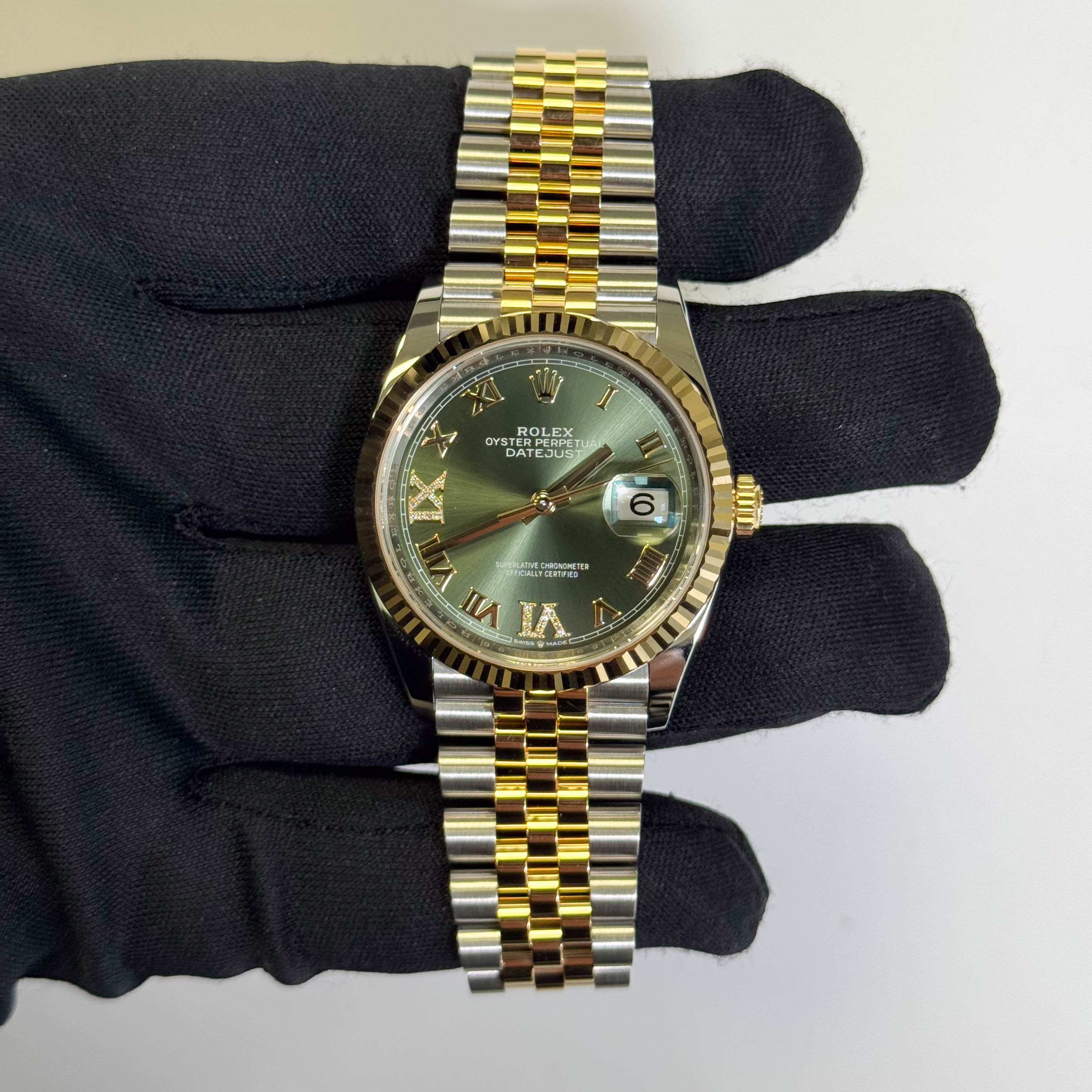 Rolex Datejust 36mm Olive Green Roman Dial Watch Ref# 126233