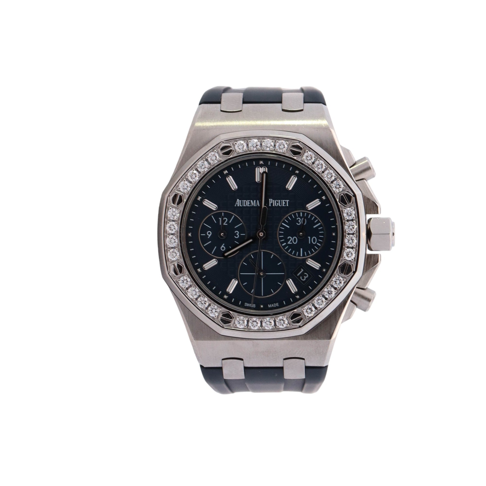 Audemars Piguet Royal Oak Offshore 37mm Stainless Steel Blue Chronograph Dial Watch Reference #: 26231ST.ZZ.D002CA.01 - Happy Jewelers Fine Jewelry Lifetime Warranty