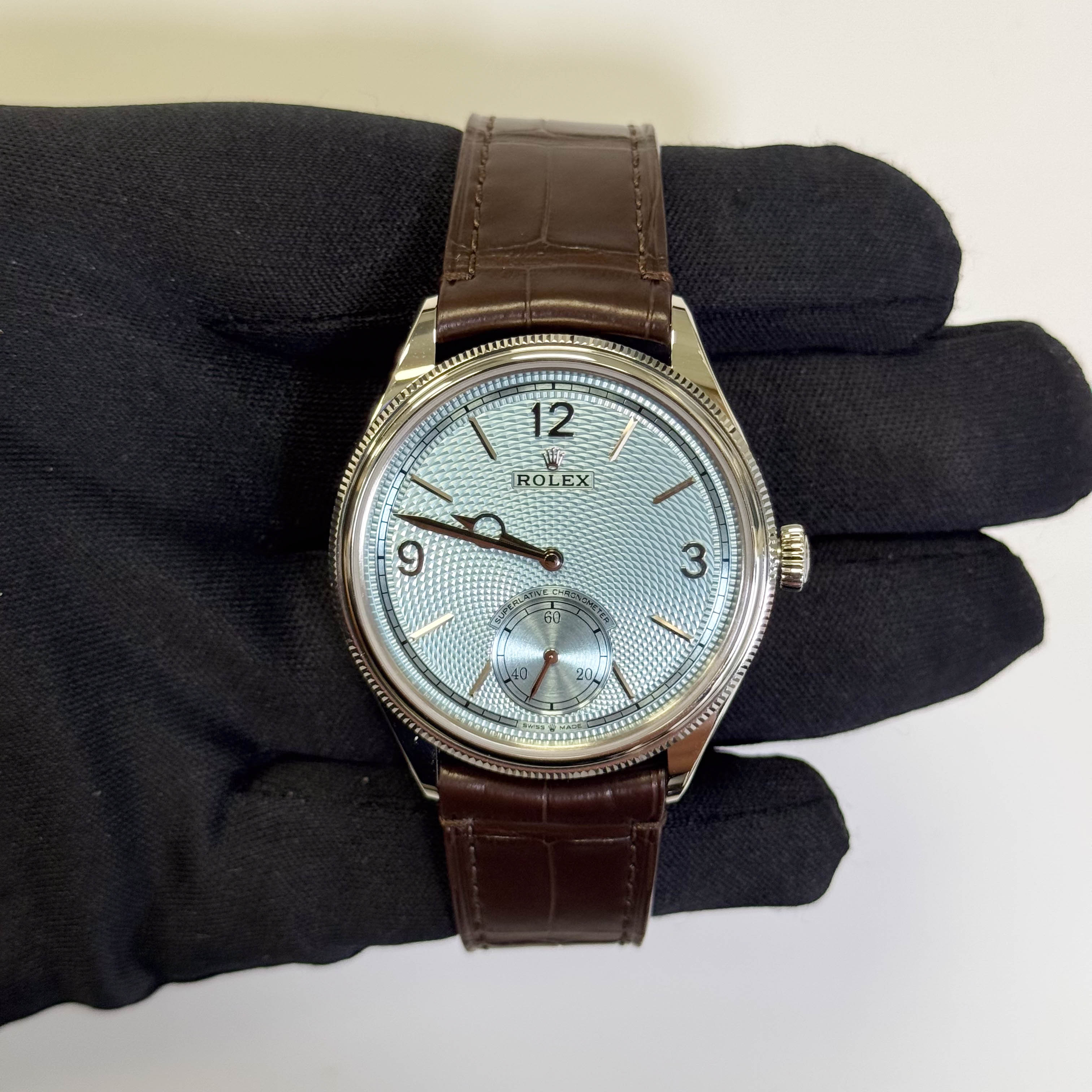 Rolex 1908 Platinum 39mm Ice Blue Dial Watch Ref# 52506 - Happy Jewelers Fine Jewelry Lifetime Warranty