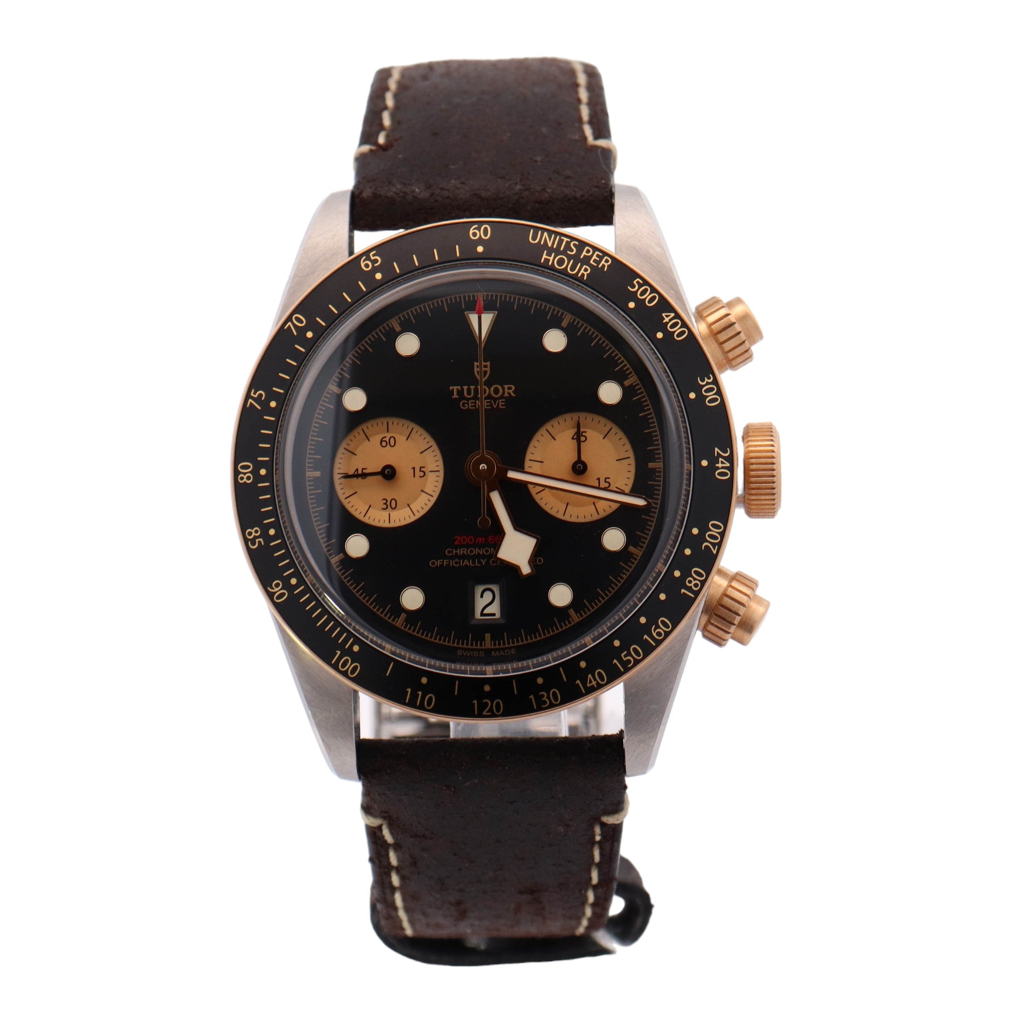 Tudor Black Bay Chrono Two Tone Yellow Gold & Steel 41mm Black Chronograph Dial Watch Reference #: M79363N-0002 - Happy Jewelers Fine Jewelry Lifetime Warranty