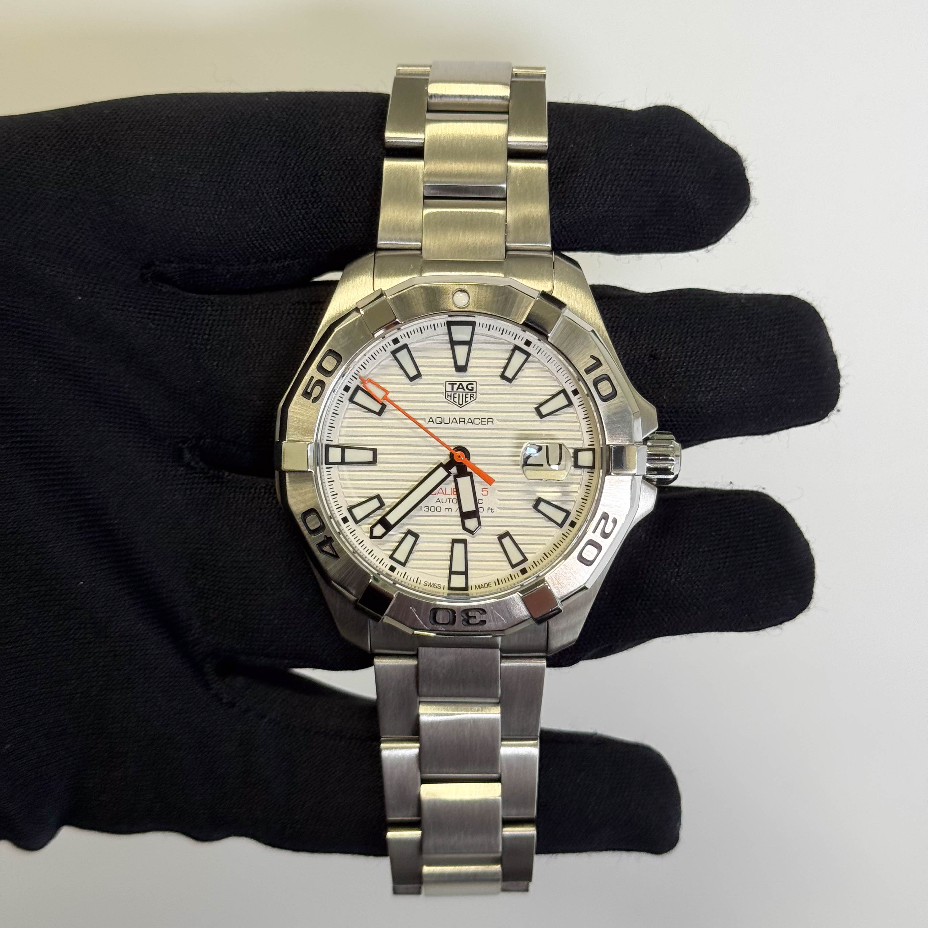 Tag Heuer Aquaracer 43mm White Dial Watch Ref# WAY2013.BA0927