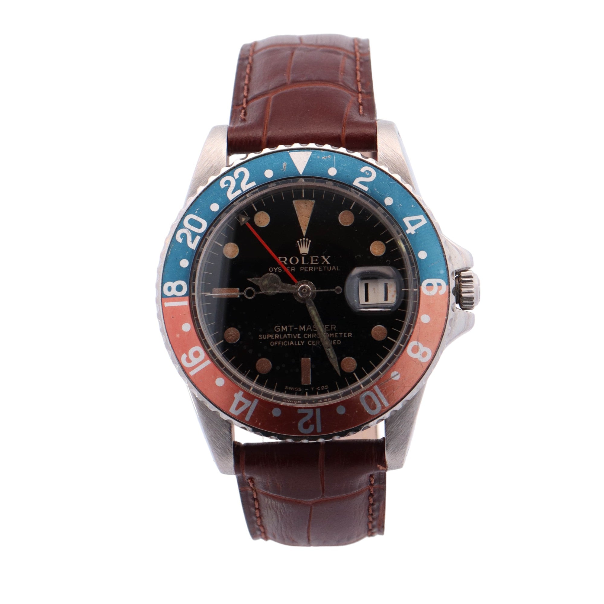 Rolex GMT Master "Vintage Pepsi" Stainless Steel 40mm Black Dot Dial Watch Reference #: 1675 - Happy Jewelers Fine Jewelry Lifetime Warranty