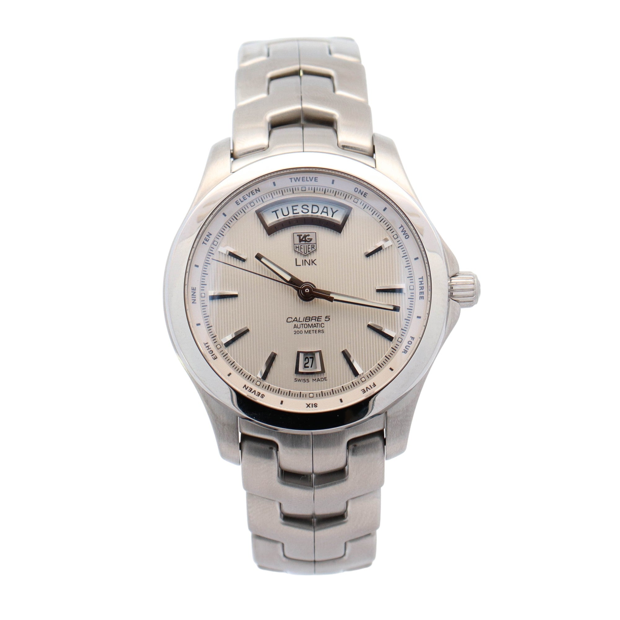 TAG Heuer Calibre 5 Stainless Steel 42mm Ivory Stick Dial Watch Ref# WJF2011.BA0592 - Happy Jewelers Fine Jewelry Lifetime Warranty
