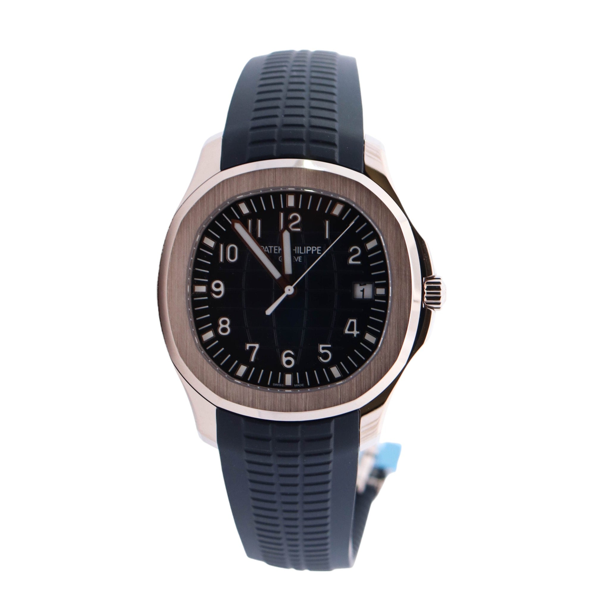 Patek Philippe Aquanaut White Gold 42mm Blue Arabic Dial Watch Reference #: 5168G-001 - Happy Jewelers Fine Jewelry Lifetime Warranty