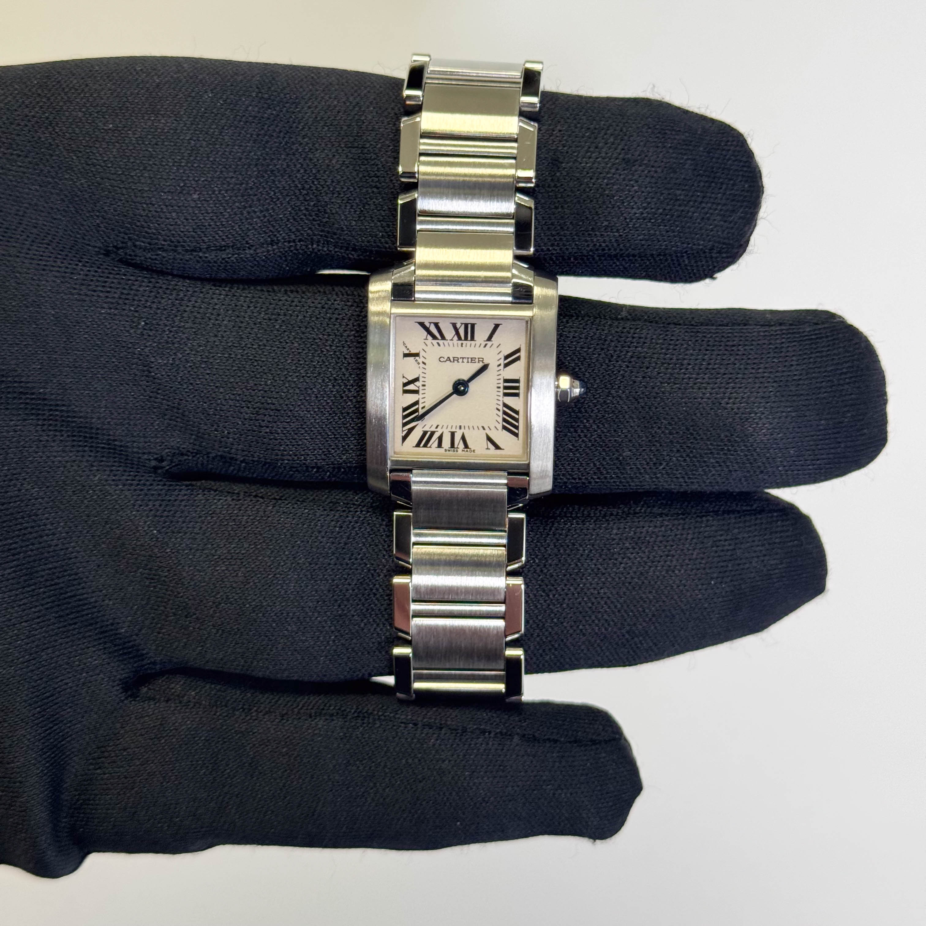 Cartier Tank Stainless Steel 20mm Ivory Dial Watch Ref# W51008Q3 - Happy Jewelers Fine Jewelry Lifetime Warranty