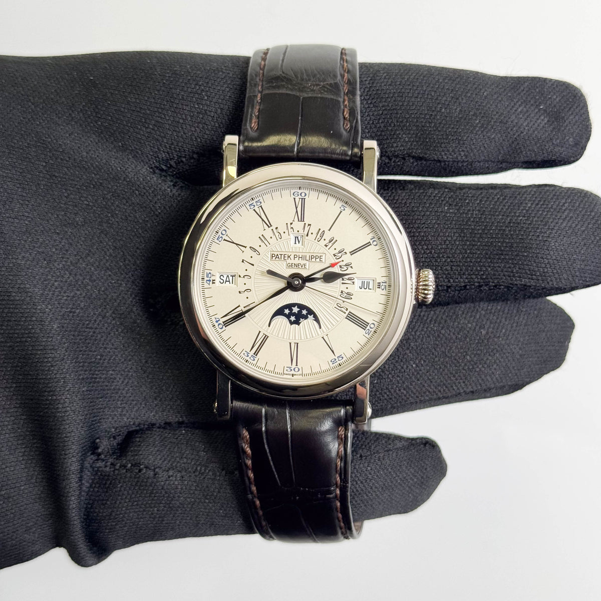 Patek Philippe Grand Complications 38mm Silver Opaline Dial Watch Ref# 5159G-001